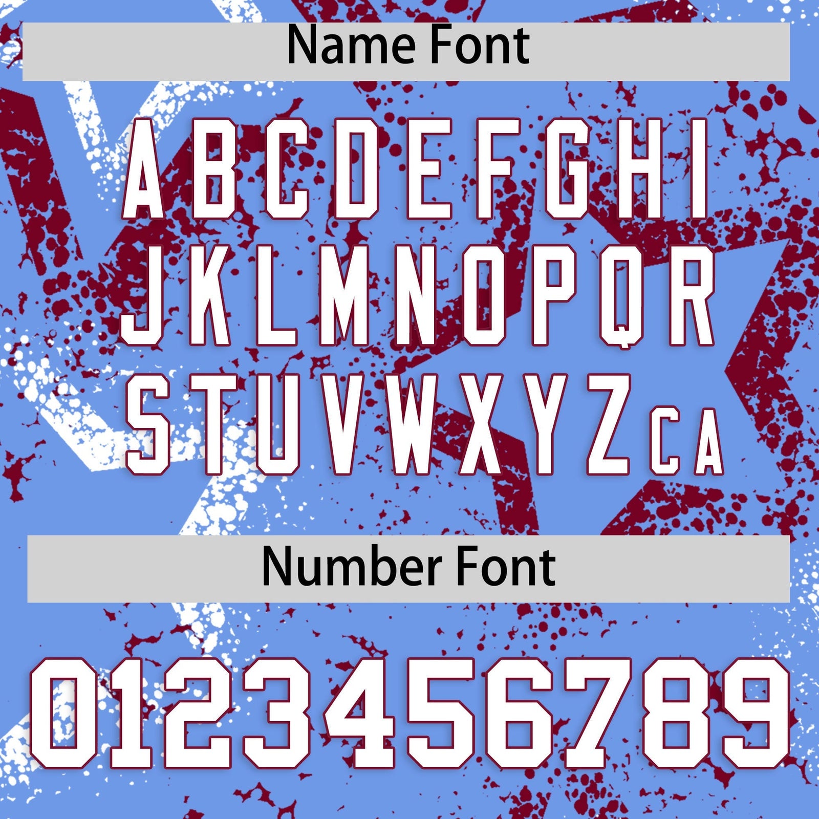 Custom Light Blue White Crimson Star-Shaped Ink Texture Graffiti Pattern Baseball Jersey | Sublimation Printed & Stitched,Add Name and Numbern,Perfect for Parties,Perfect for Training | KXKSHOP