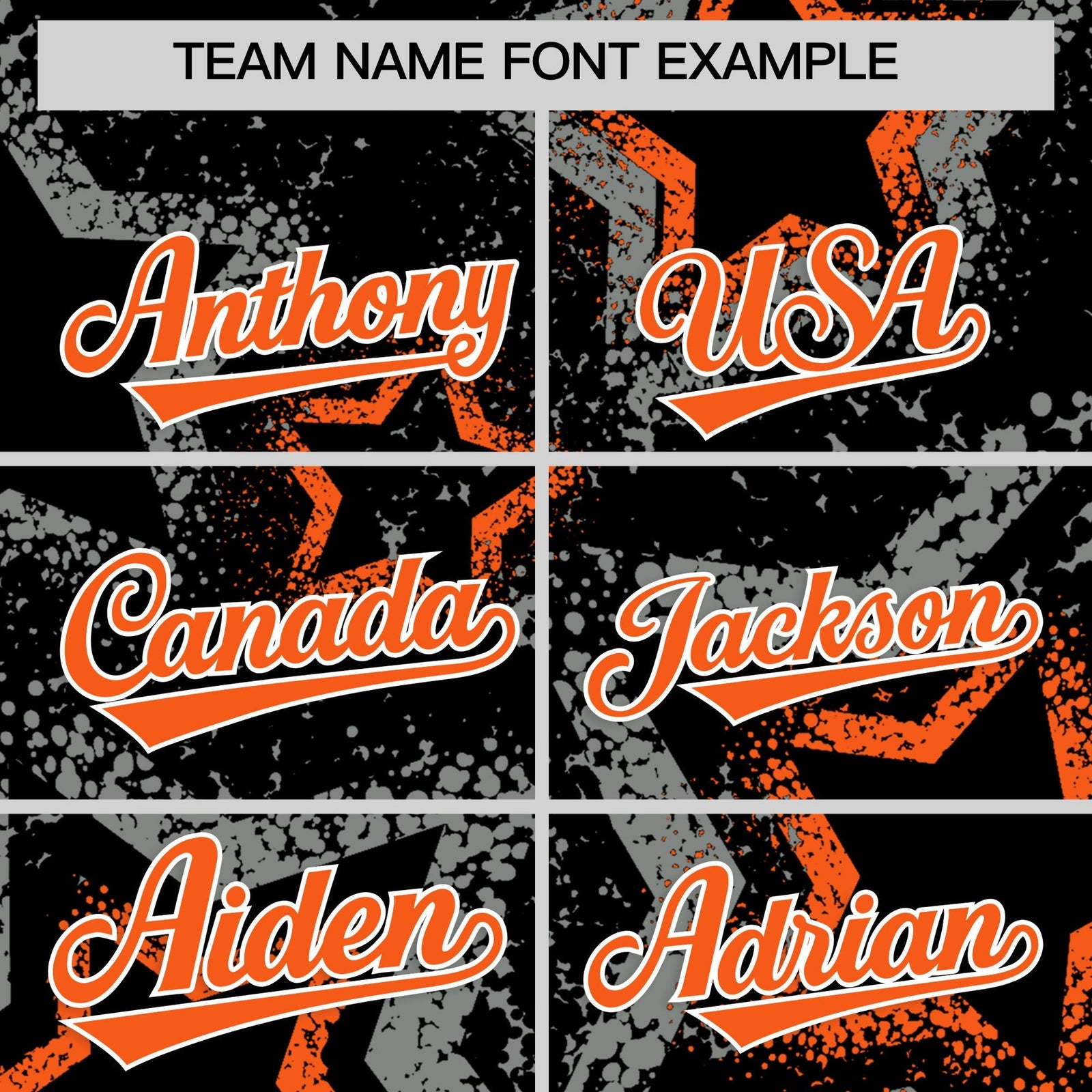 Custom Black Orange White Star-Shaped Ink Texture Graffiti Pattern Baseball Jersey | Sublimation Printed & Stitched,Add Name and Numbern,Perfect for Parties,Perfect for Training | KXKSHOP