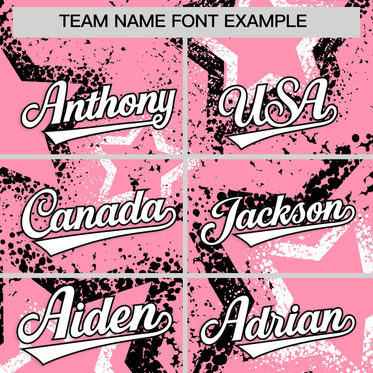 Custom Light Pink White Black Star-Shaped Ink Texture Graffiti Pattern Baseball Jersey | Sublimation Printed & Stitched,Add Name and Numbern,Perfect for Parties,Perfect for Training | KXKSHOP
