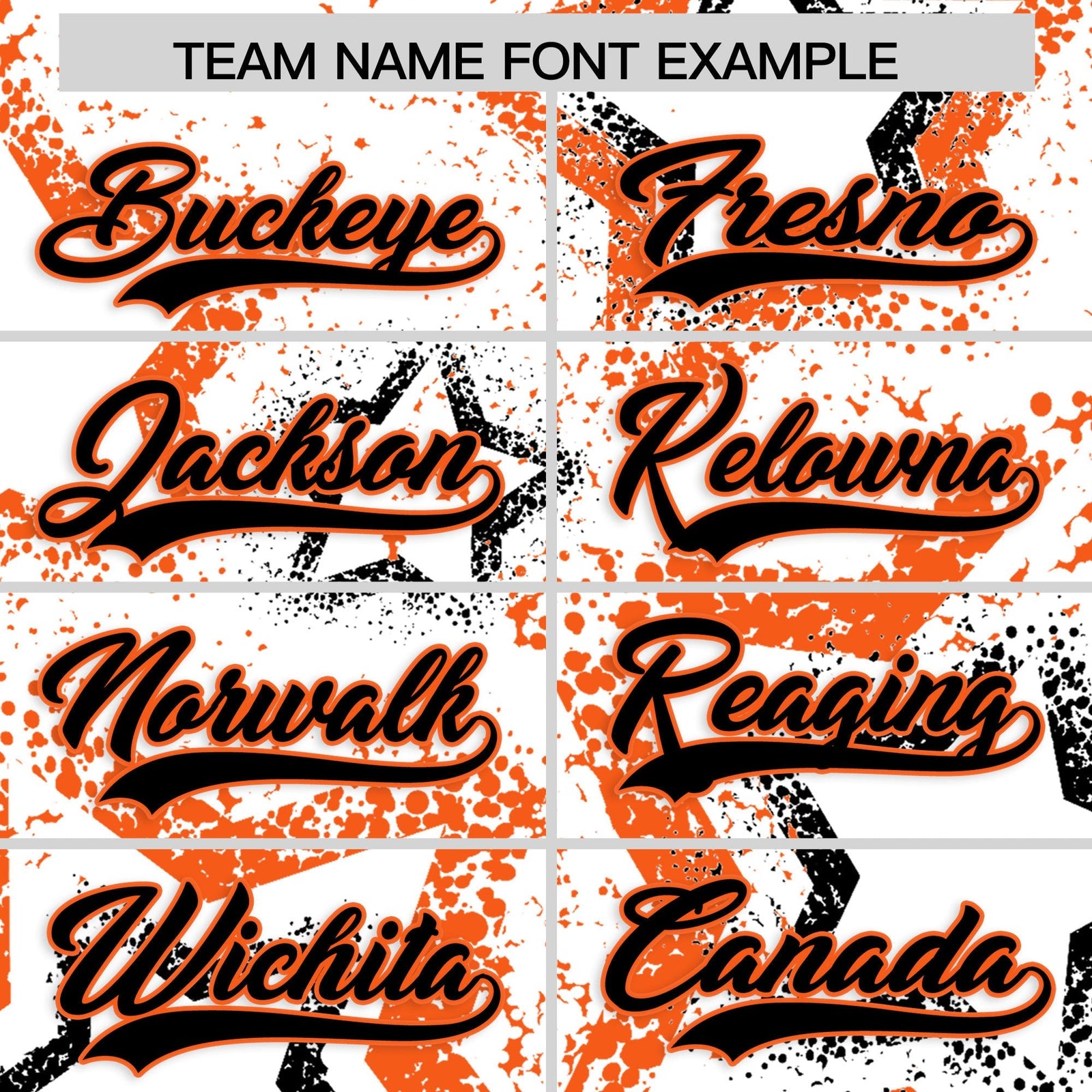 Custom White Orange Black Star-Shaped Ink Texture Graffiti Pattern Baseball Jersey | Sublimation Printed & Stitched,Add Name and Numbern,Perfect for Parties,Perfect for Training | KXKSHOP
