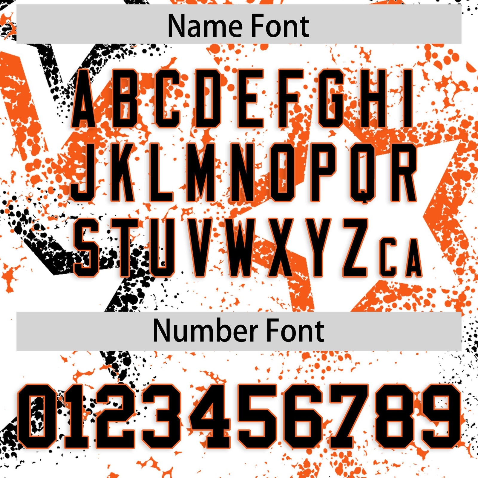 Custom White Orange Black Star-Shaped Ink Texture Graffiti Pattern Baseball Jersey | Sublimation Printed & Stitched,Add Name and Numbern,Perfect for Parties,Perfect for Training | KXKSHOP