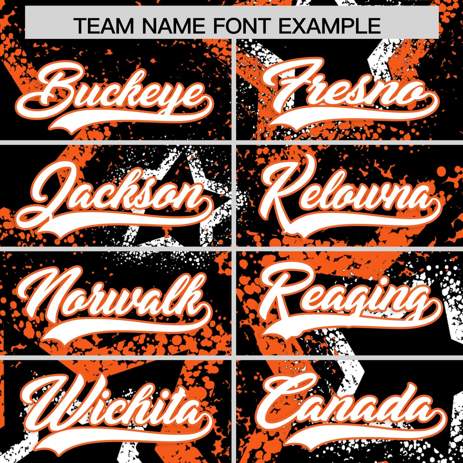 Custom Black White Orange Star-Shaped Ink Texture Graffiti Pattern Baseball Jersey | Sublimation Printed & Stitched,Add Name and Numbern,Perfect for Parties,Perfect for Training | KXKSHOP