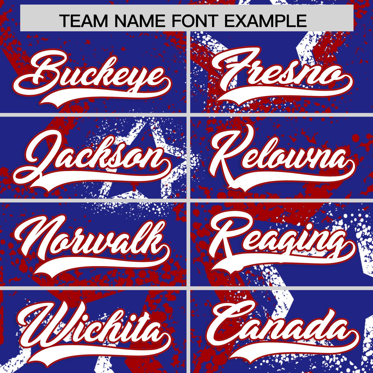 Custom Royal Blue White Red Star-Shaped Ink Texture Graffiti Pattern Baseball Jersey | Sublimation Printed &amp; Stitched,Add Name and Numbern,Perfect for Parties,Perfect for Training | KXKSHOP