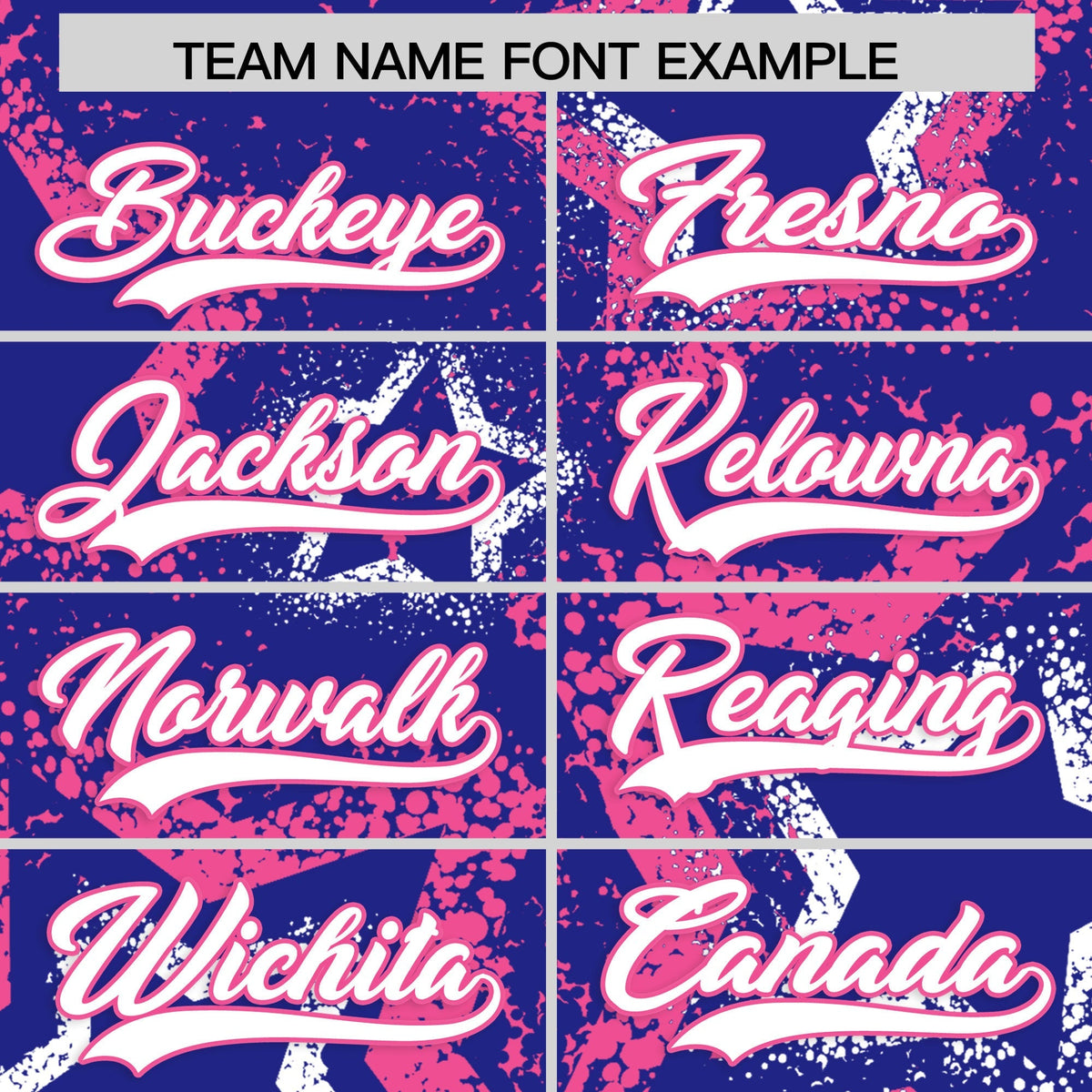 Custom Royal Blue White Pink Star-Shaped Ink Texture Graffiti Pattern Baseball Jersey | Sublimation Printed &amp; Stitched,Add Name and Numbern,Perfect for Parties,Perfect for Training | KXKSHOP