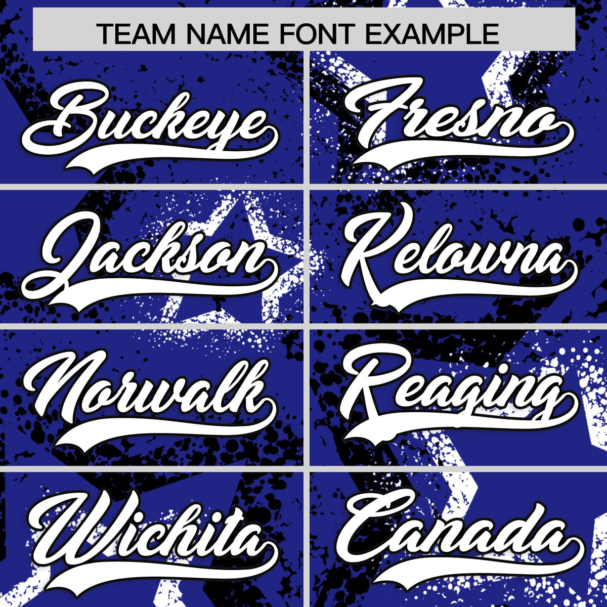 Custom Royal Blue Black White Star-Shaped Ink Texture Graffiti Pattern Baseball Jersey | Sublimation Printed & Stitched,Add Name and Numbern,Perfect for Parties,Perfect for Training | KXKSHOP