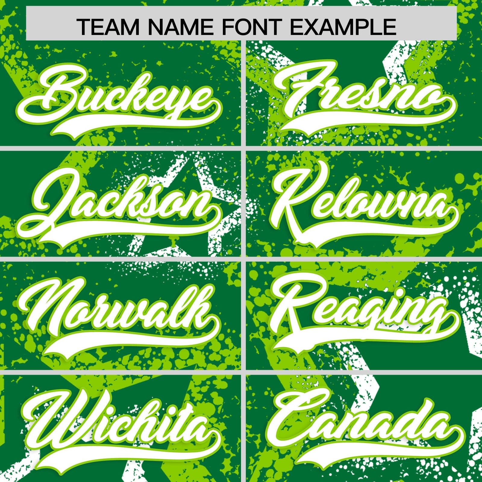 Custom Kelly Green White Neon Green Star-Shaped Ink Texture Graffiti Pattern Baseball Jersey | Sublimation Printed & Stitched,Add Name and Numbern,Perfect for Parties,Perfect for Training | KXKSHOP