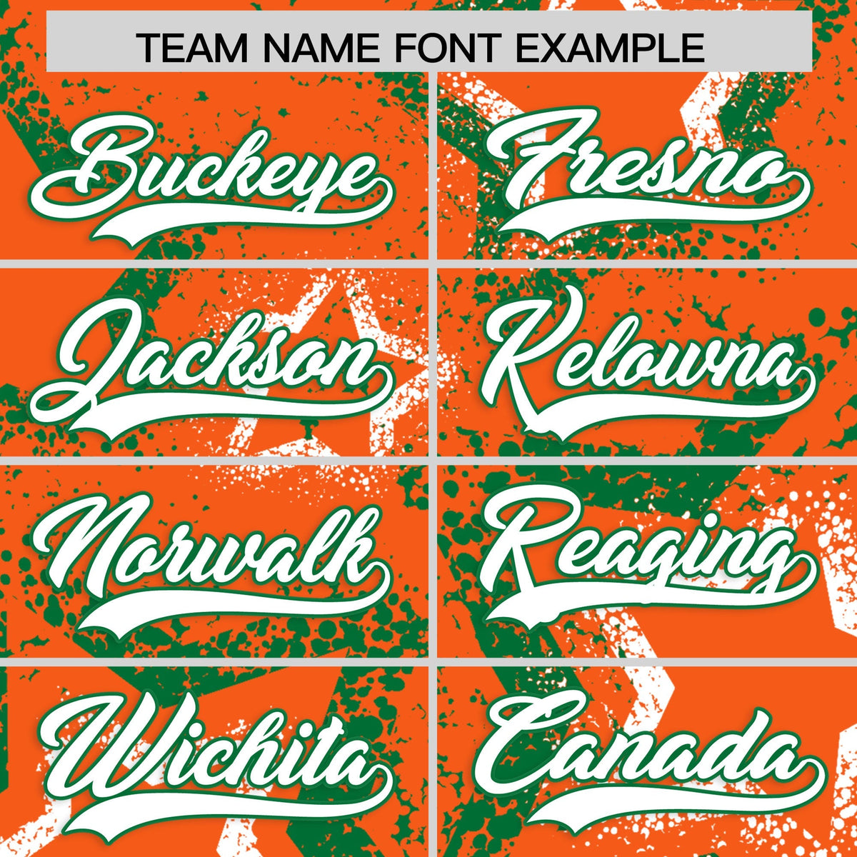 Custom Orange Kelly Green White Star-Shaped Ink Texture Graffiti Pattern Baseball Jersey | Sublimation Printed &amp; Stitched,Add Name and Numbern,Perfect for Parties,Perfect for Training | KXKSHOP