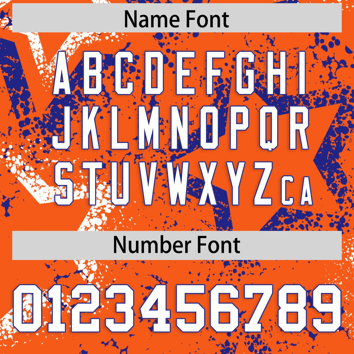 Custom Orange White Royal Blue Star-Shaped Ink Texture Graffiti Pattern Baseball Jersey | Sublimation Printed &amp; Stitched,Add Name and Numbern,Perfect for Parties,Perfect for Training | KXKSHOP