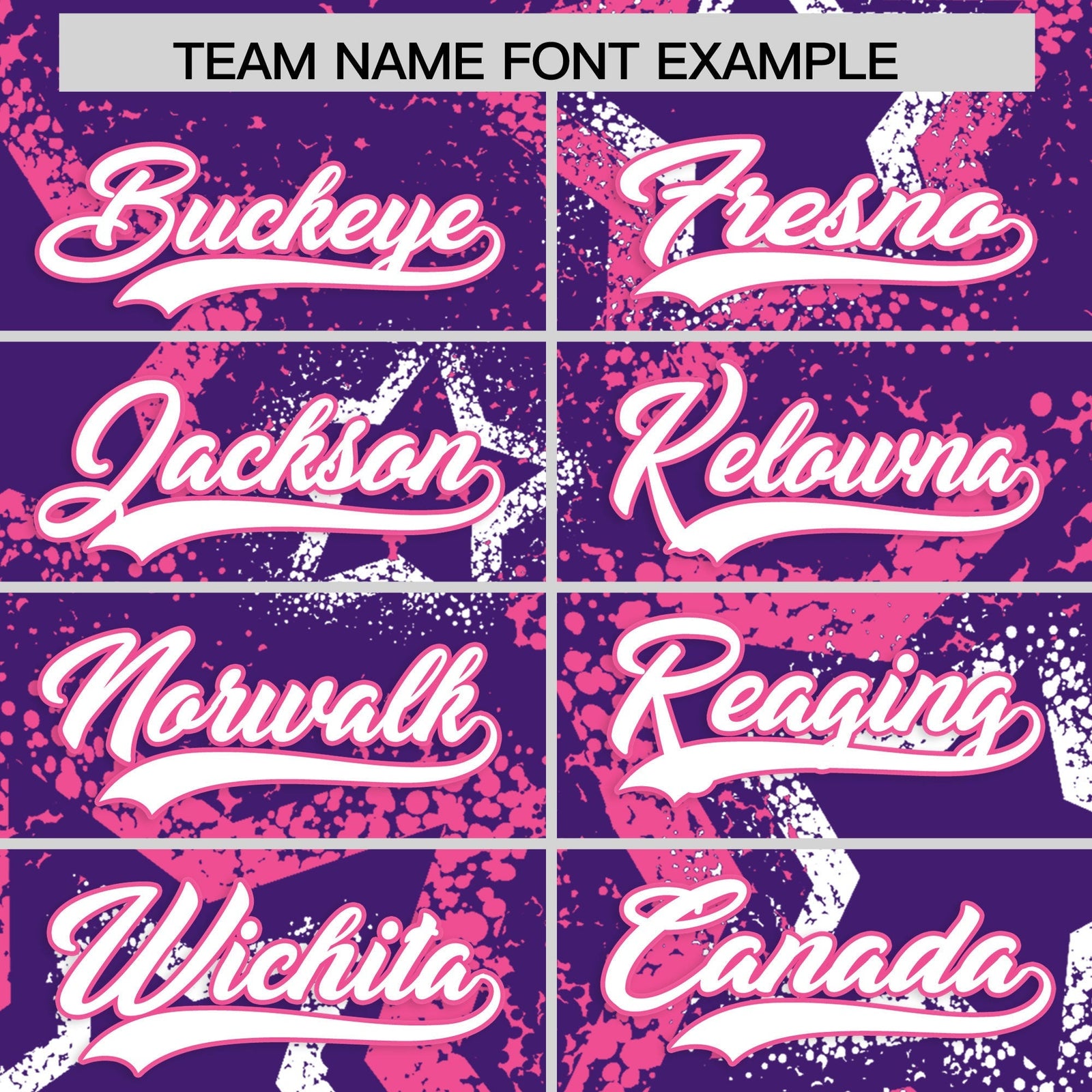Custom Purple White Pink Star-Shaped Ink Texture Graffiti Pattern Baseball Jersey | Sublimation Printed & Stitched,Add Name and Numbern,Perfect for Parties,Perfect for Training | KXKSHOP