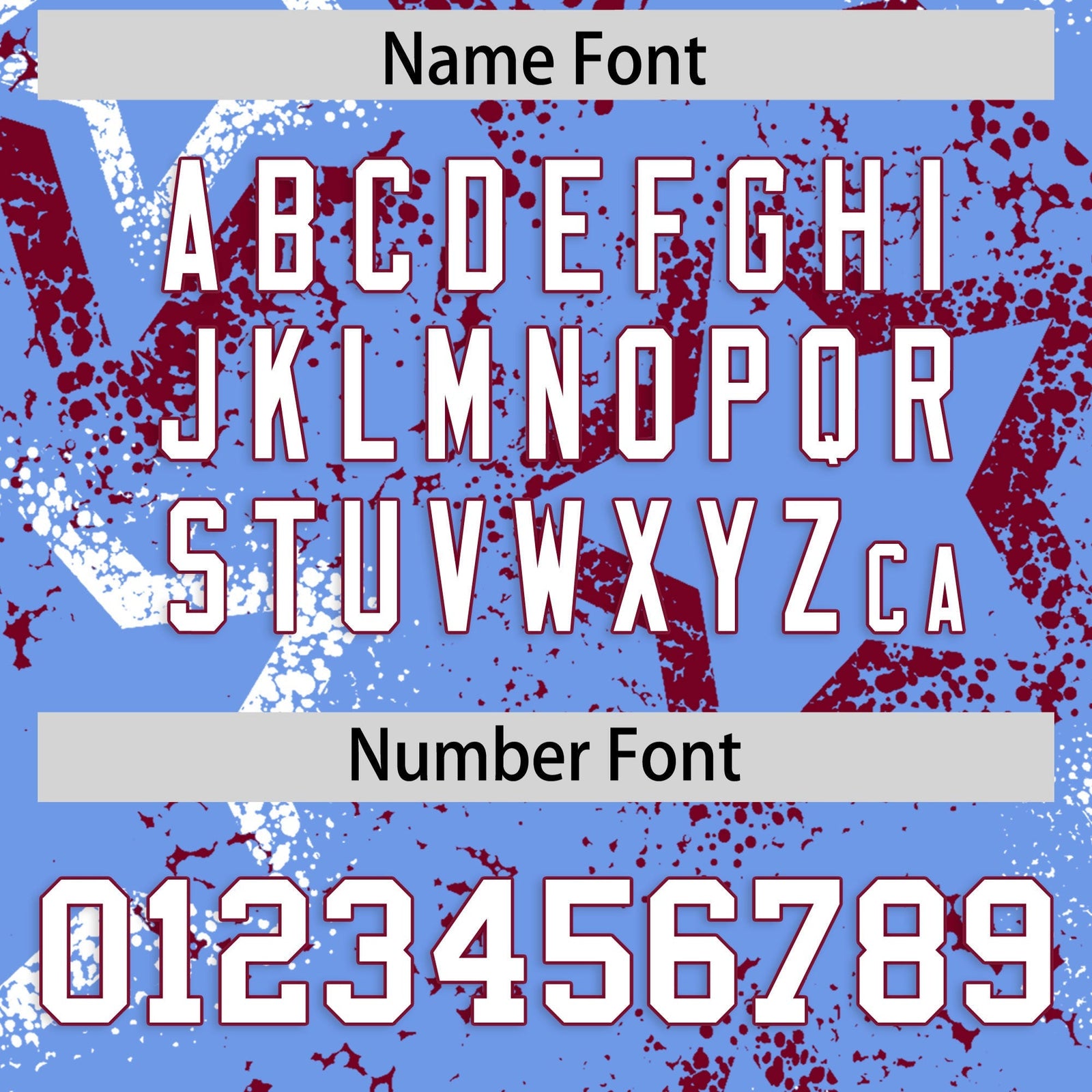 Custom Light Blue White Crimson Star-Shaped Ink Texture Graffiti Pattern Baseball Jersey | Sublimation Printed & Stitched,Add Name and Numbern,Perfect for Parties,Perfect for Training | KXKSHOP