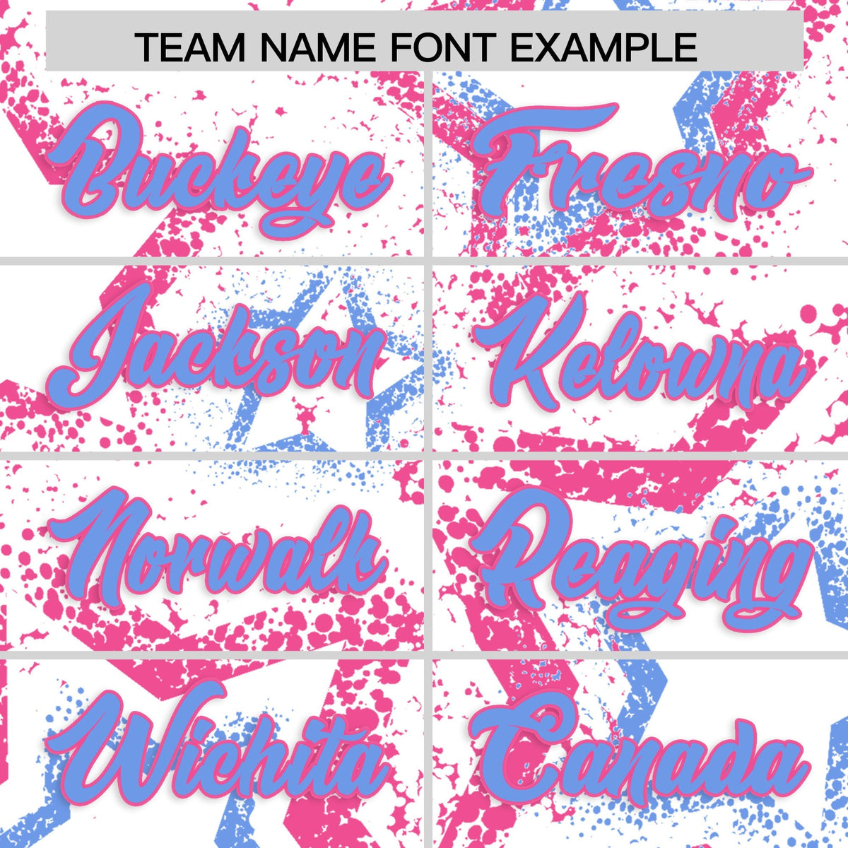 Custom White Pink Light Blue Star-Shaped Ink Texture Graffiti Pattern Baseball Jersey | Sublimation Printed &amp; Stitched,Add Name and Numbern,Perfect for Parties,Perfect for Training | KXKSHOP