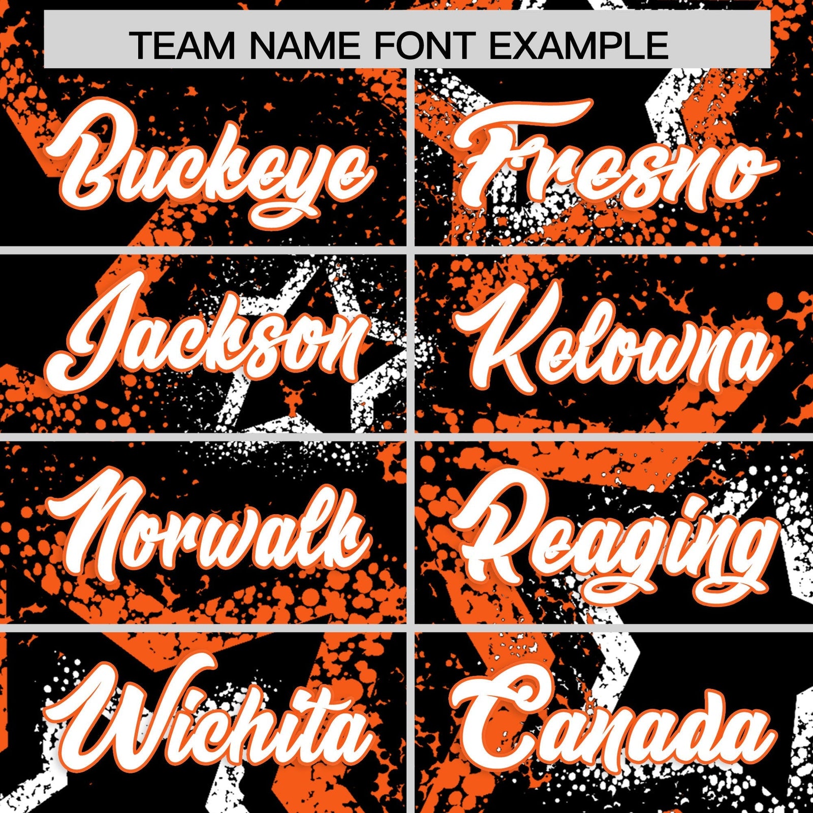 Custom Black White Orange Star-Shaped Ink Texture Graffiti Pattern Baseball Jersey | Sublimation Printed & Stitched,Add Name and Numbern,Perfect for Parties,Perfect for Training | KXKSHOP
