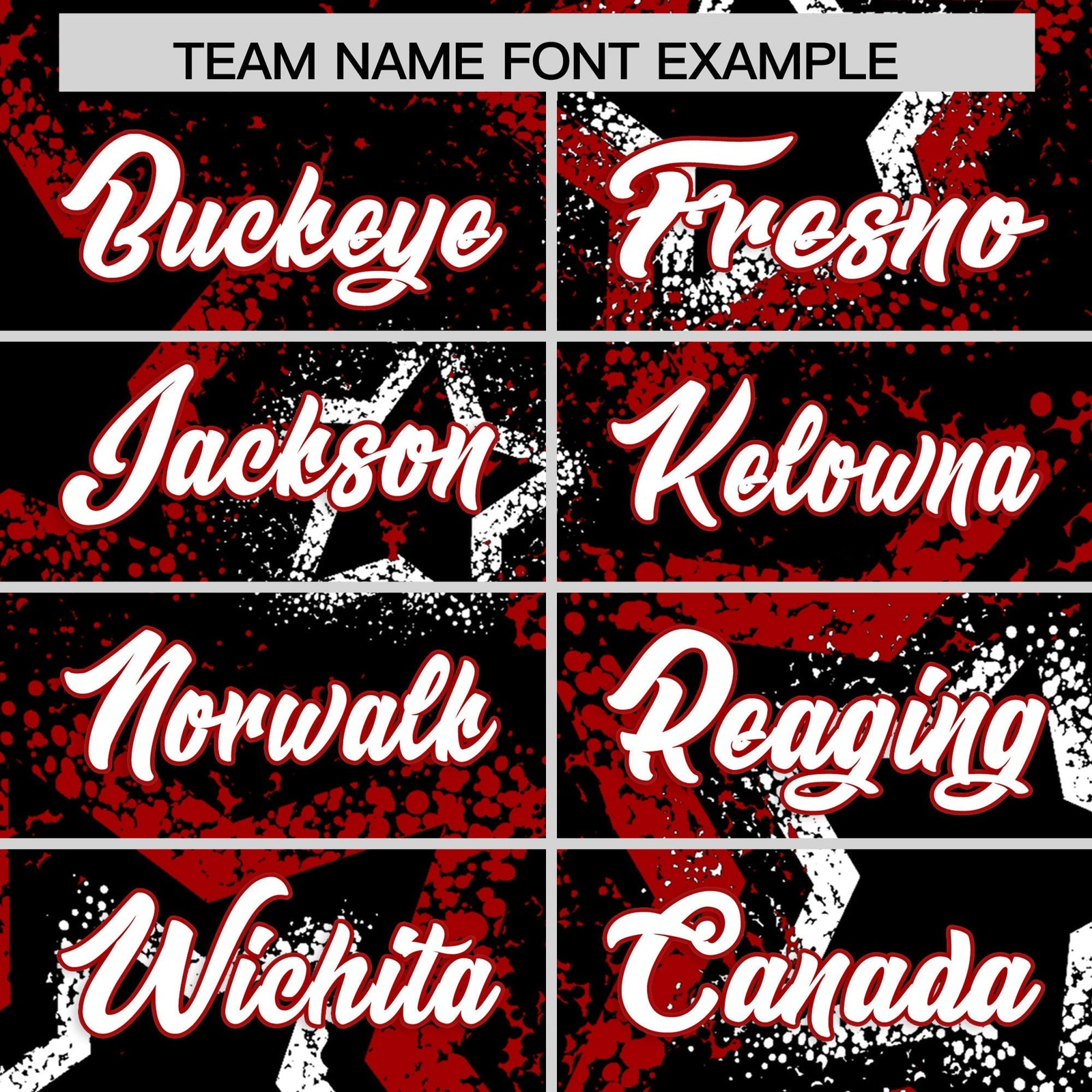 Custom Black White Red Star-Shaped Ink Texture Graffiti Pattern Baseball Jersey | Sublimation Printed & Stitched,Add Name and Numbern,Perfect for Parties,Perfect for Training | KXKSHOP