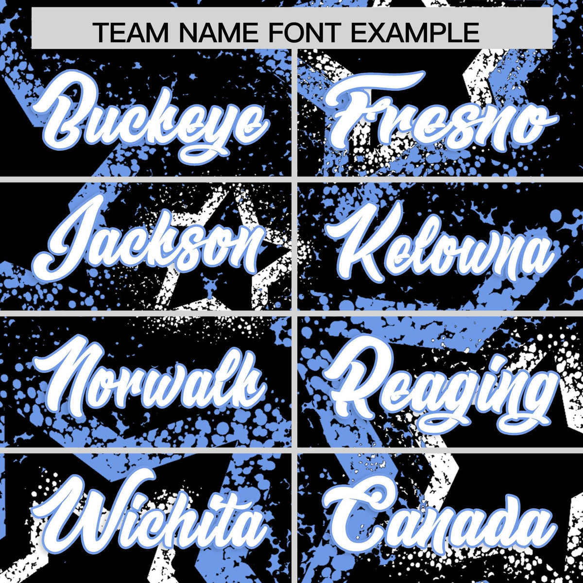 Custom Black White Light Blue Star-Shaped Ink Texture Graffiti Pattern Baseball Jersey | Sublimation Printed &amp; Stitched,Add Name and Numbern,Perfect for Parties,Perfect for Training | KXKSHOP