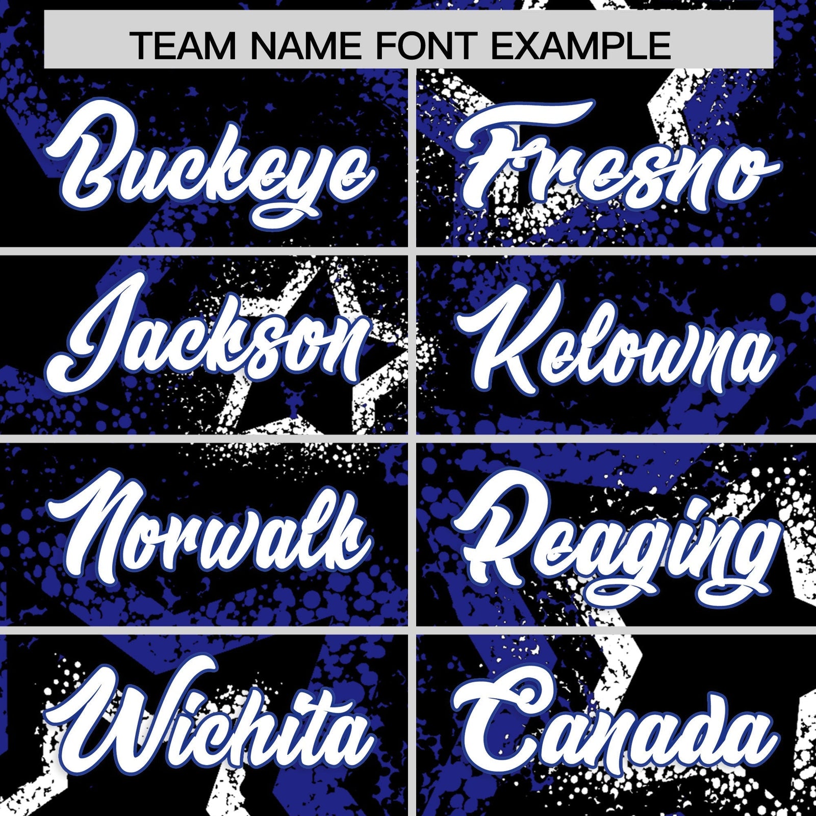 Custom Black White Royal Blue Star-Shaped Ink Texture Graffiti Pattern Baseball Jersey | Sublimation Printed & Stitched,Add Name and Numbern,Perfect for Parties,Perfect for Training | KXKSHOP