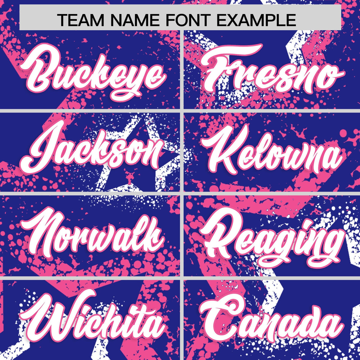 Custom Royal Blue White Pink Star-Shaped Ink Texture Graffiti Pattern Baseball Jersey | Sublimation Printed &amp; Stitched,Add Name and Numbern,Perfect for Parties,Perfect for Training | KXKSHOP