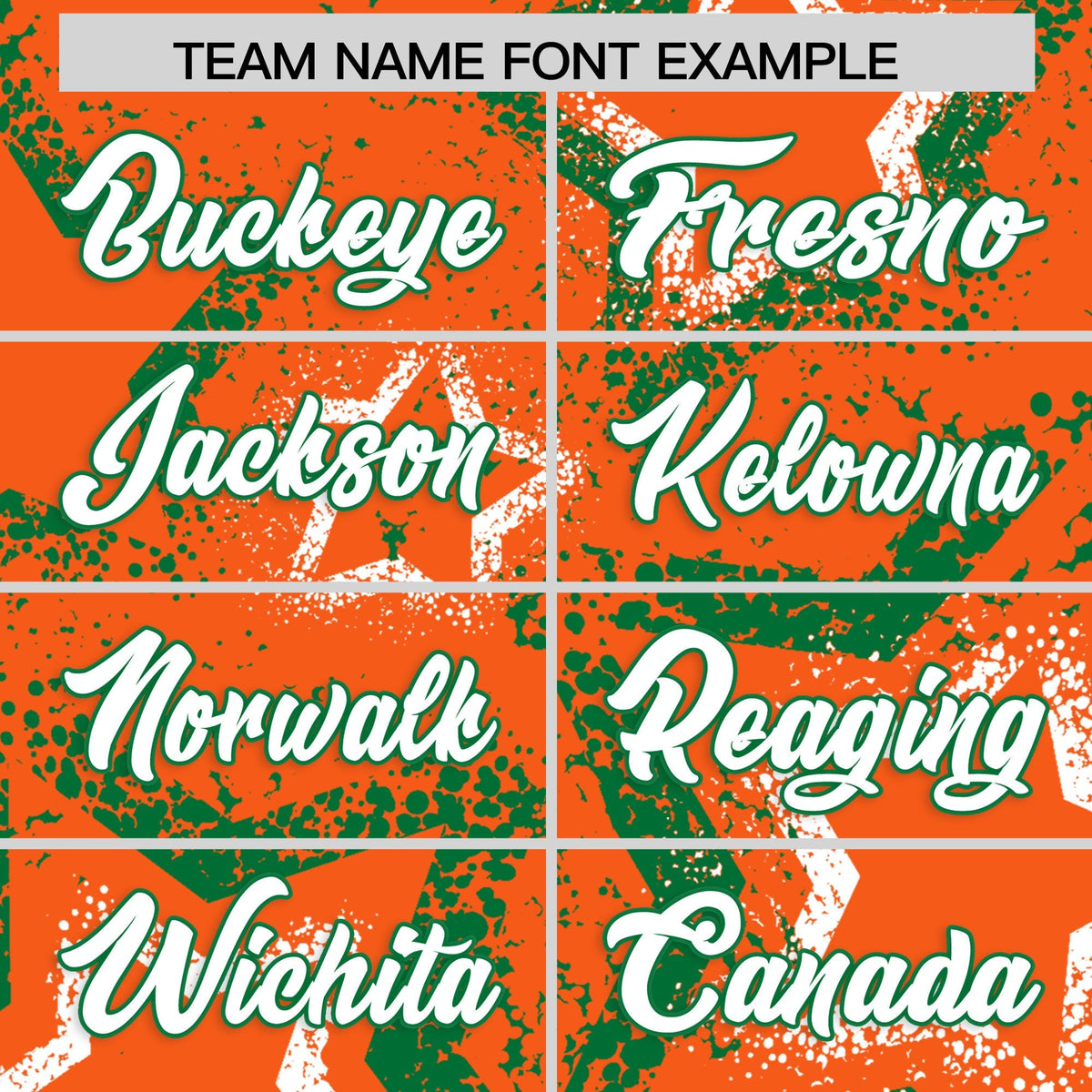 Custom Orange Kelly Green White Star-Shaped Ink Texture Graffiti Pattern Baseball Jersey | Sublimation Printed &amp; Stitched,Add Name and Numbern,Perfect for Parties,Perfect for Training | KXKSHOP