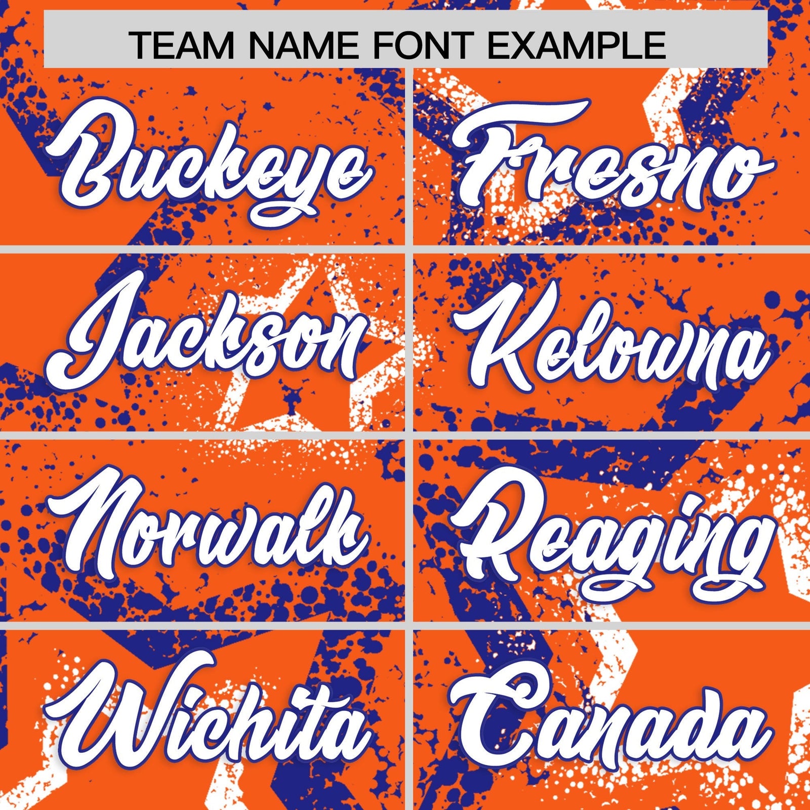 Custom Orange White Royal Blue Star-Shaped Ink Texture Graffiti Pattern Baseball Jersey | Sublimation Printed & Stitched,Add Name and Numbern,Perfect for Parties,Perfect for Training | KXKSHOP