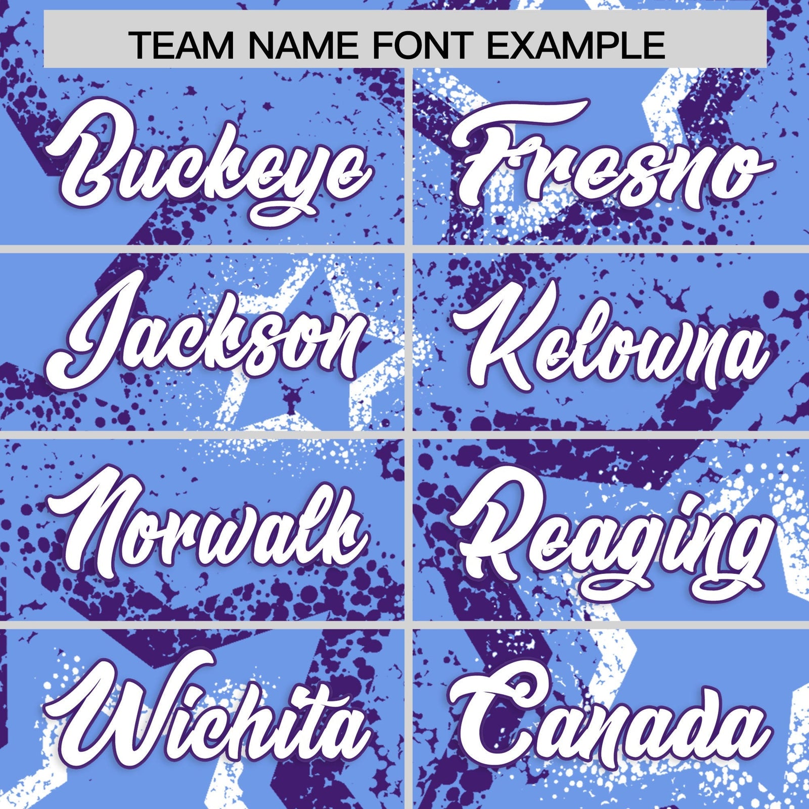 Custom Light Blue White Purple Star-Shaped Ink Texture Graffiti Pattern Baseball Jersey | Sublimation Printed & Stitched,Add Name and Numbern,Perfect for Parties,Perfect for Training | KXKSHOP