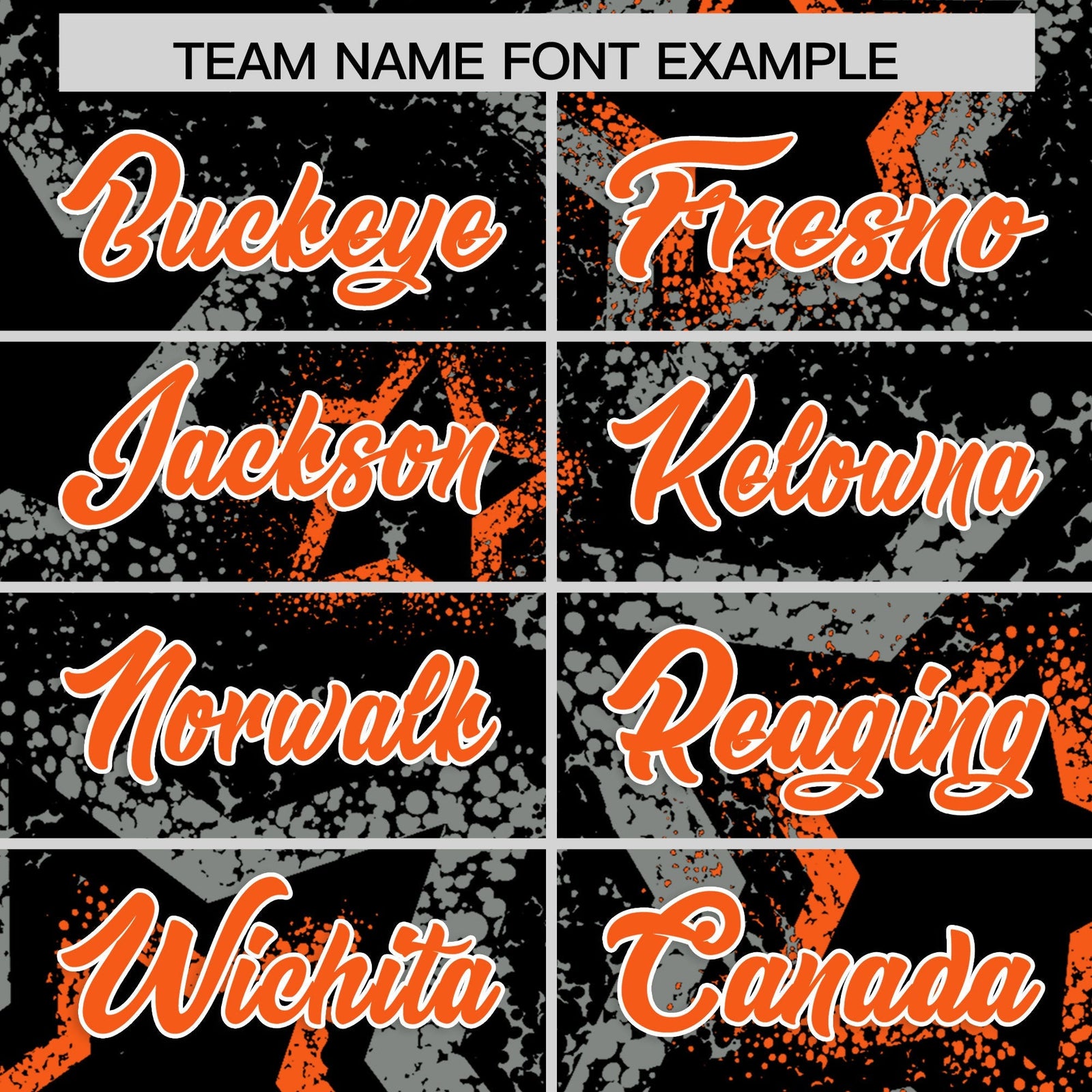 Custom Black Orange White Star-Shaped Ink Texture Graffiti Pattern Baseball Jersey | Sublimation Printed & Stitched,Add Name and Numbern,Perfect for Parties,Perfect for Training | KXKSHOP