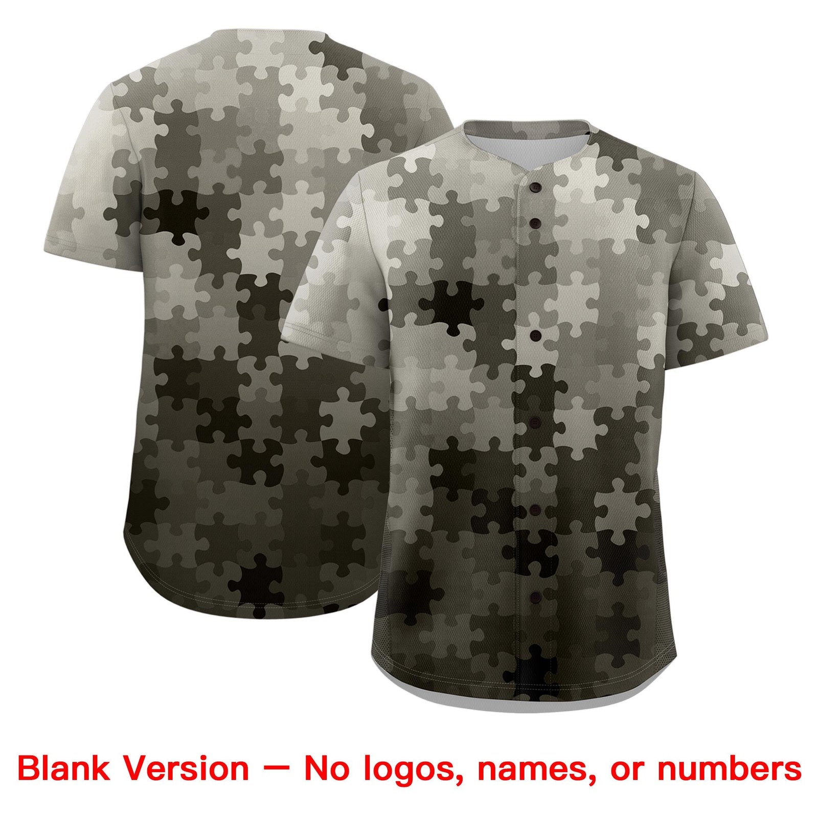 Custom Gray White Black Puzzle Elements Baseball Jersey | Sublimation Printed & Stitched,Add Name and Numbern,Perfect for Teams | KXKSHOP