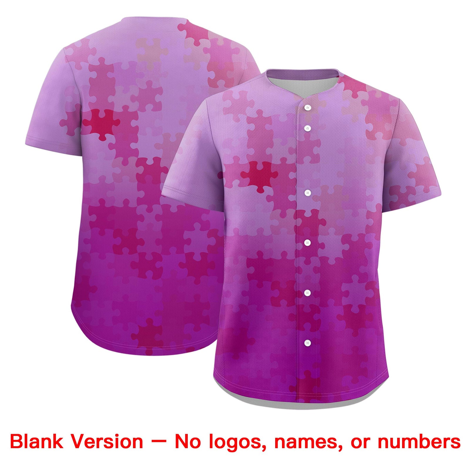 Custom Pink White Puzzle Elements Baseball Jersey | Sublimation Printed & Stitched,Add Name and Numbern,Perfect for Teams | KXKSHOP