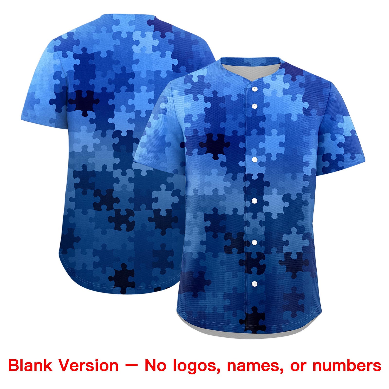 Custom White Midnight Blue Puzzle Elements Baseball Jersey | Sublimation Printed & Stitched,Add Name and Numbern,Perfect for Teams | KXKSHOP