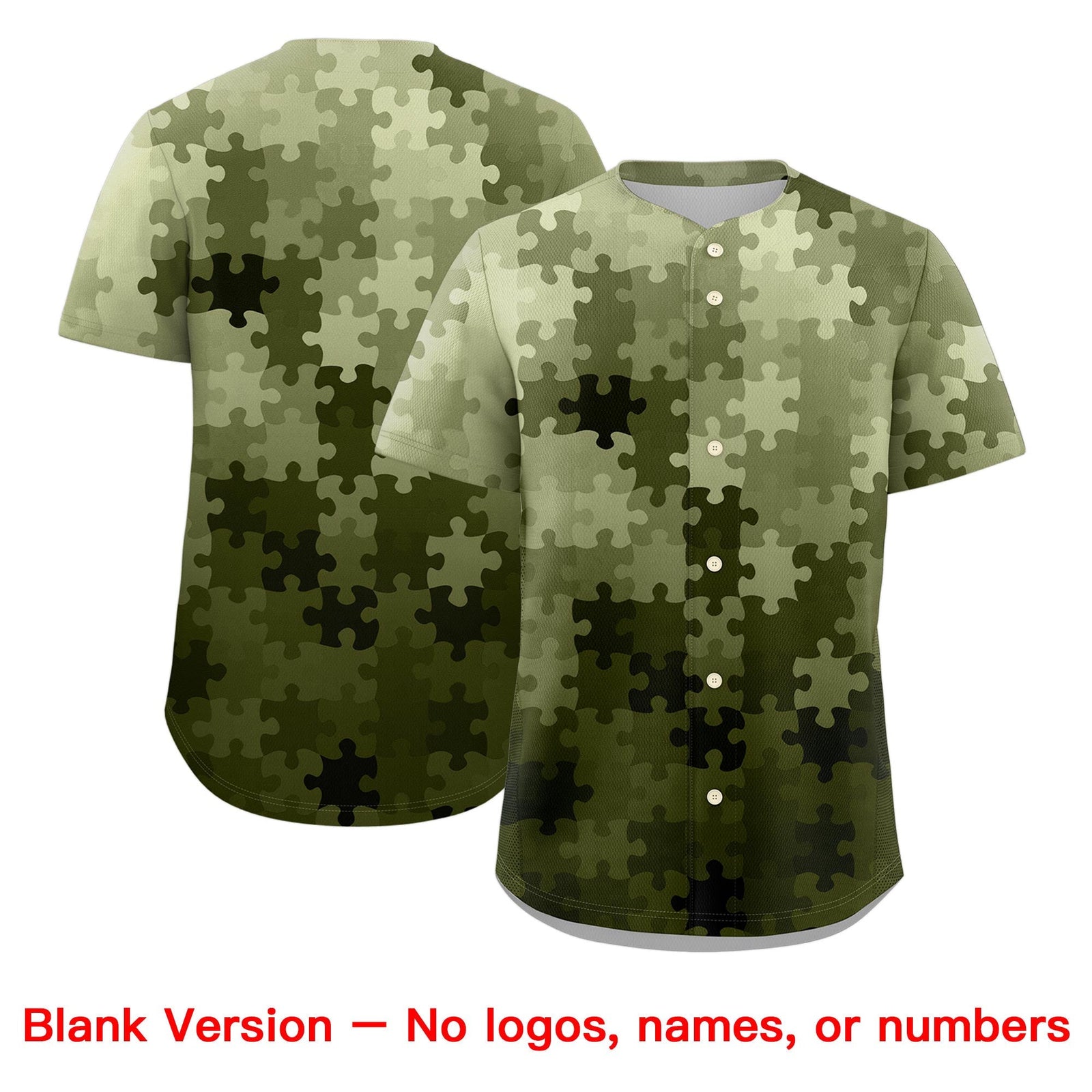 Custom Cream Olive Puzzle Elements Baseball Jersey | Sublimation Printed & Stitched,Add Name and Numbern,Perfect for Teams | KXKSHOP