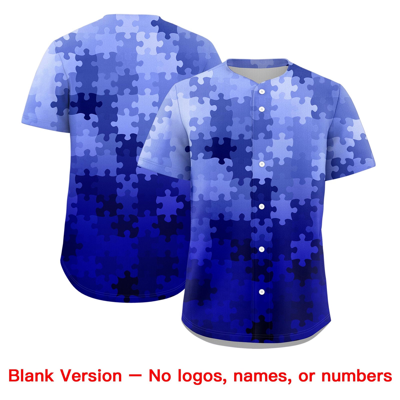 Custom White Royal Blue Puzzle Elements Baseball Jersey | Sublimation Printed & Stitched,Add Name and Numbern,Perfect for Teams | KXKSHOP