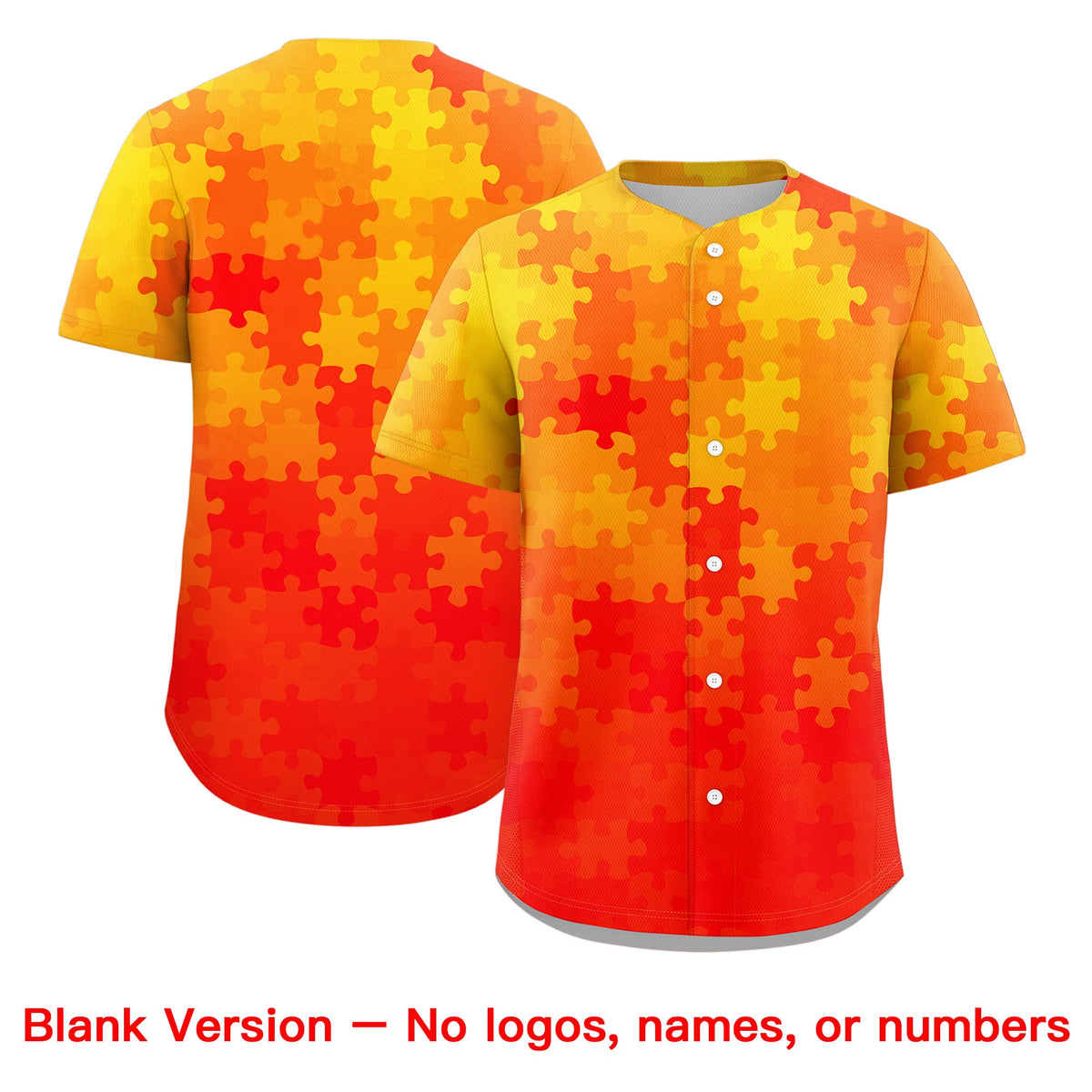 Custom White Red Puzzle Elements Baseball Jersey | Sublimation Printed & Stitched,Add Name and Numbern,Perfect for Teams | KXKSHOP
