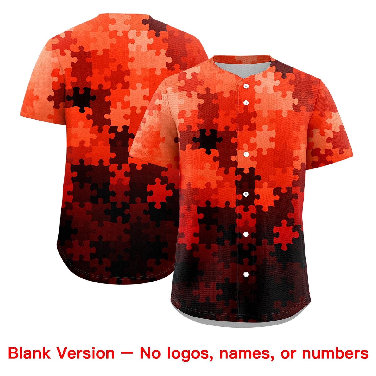 Custom White Orange Puzzle Elements Baseball Jersey | Sublimation Printed & Stitched,Add Name and Numbern,Perfect for Teams | KXKSHOP