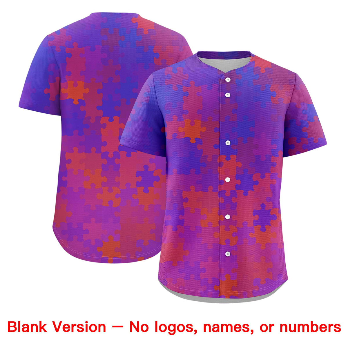 Custom White Rose Red Puzzle Elements Baseball Jersey | Sublimation Printed & Stitched,Add Name and Numbern,Perfect for Teams | KXKSHOP