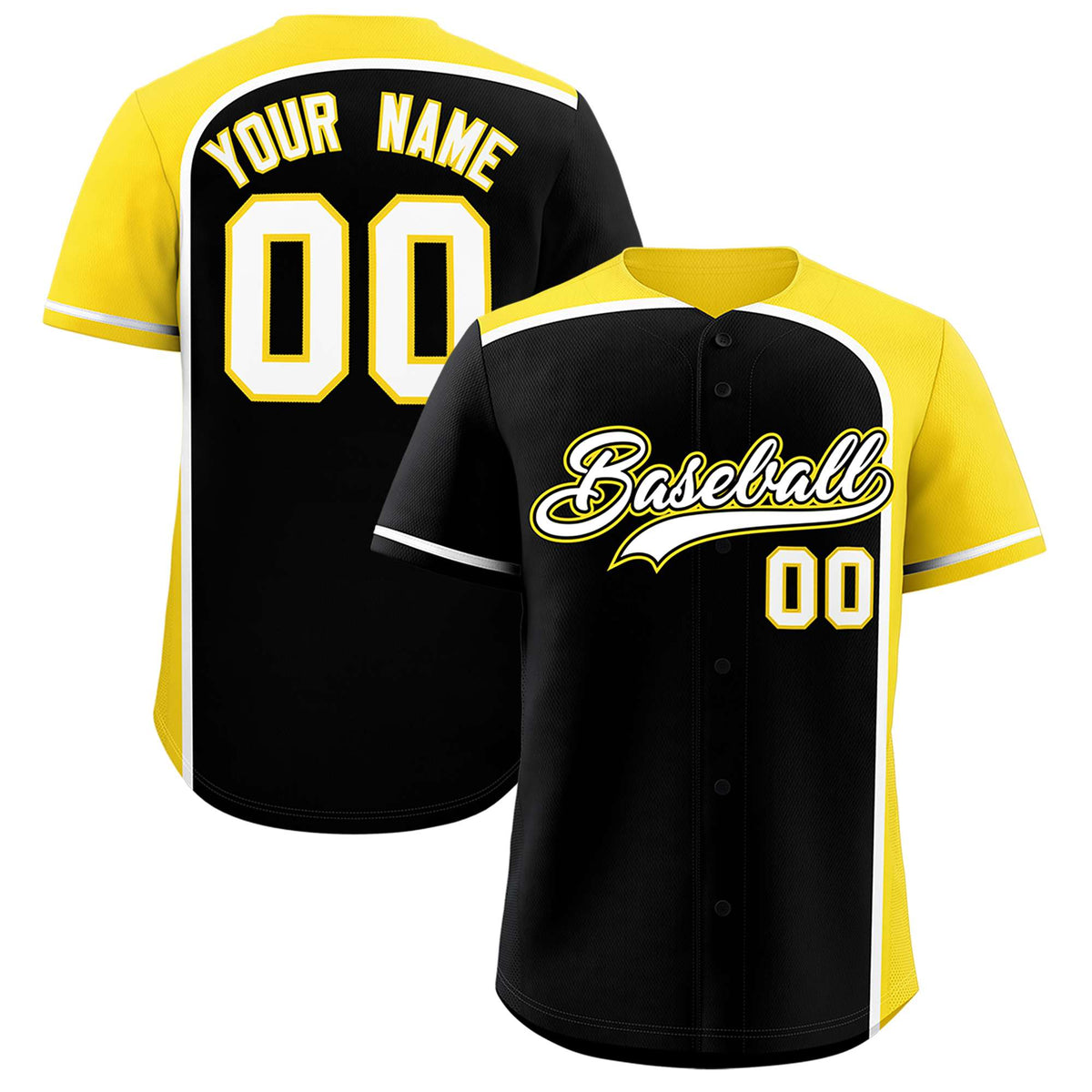 Custom Black Gold Personalized Color Block Authentic Baseball jersey