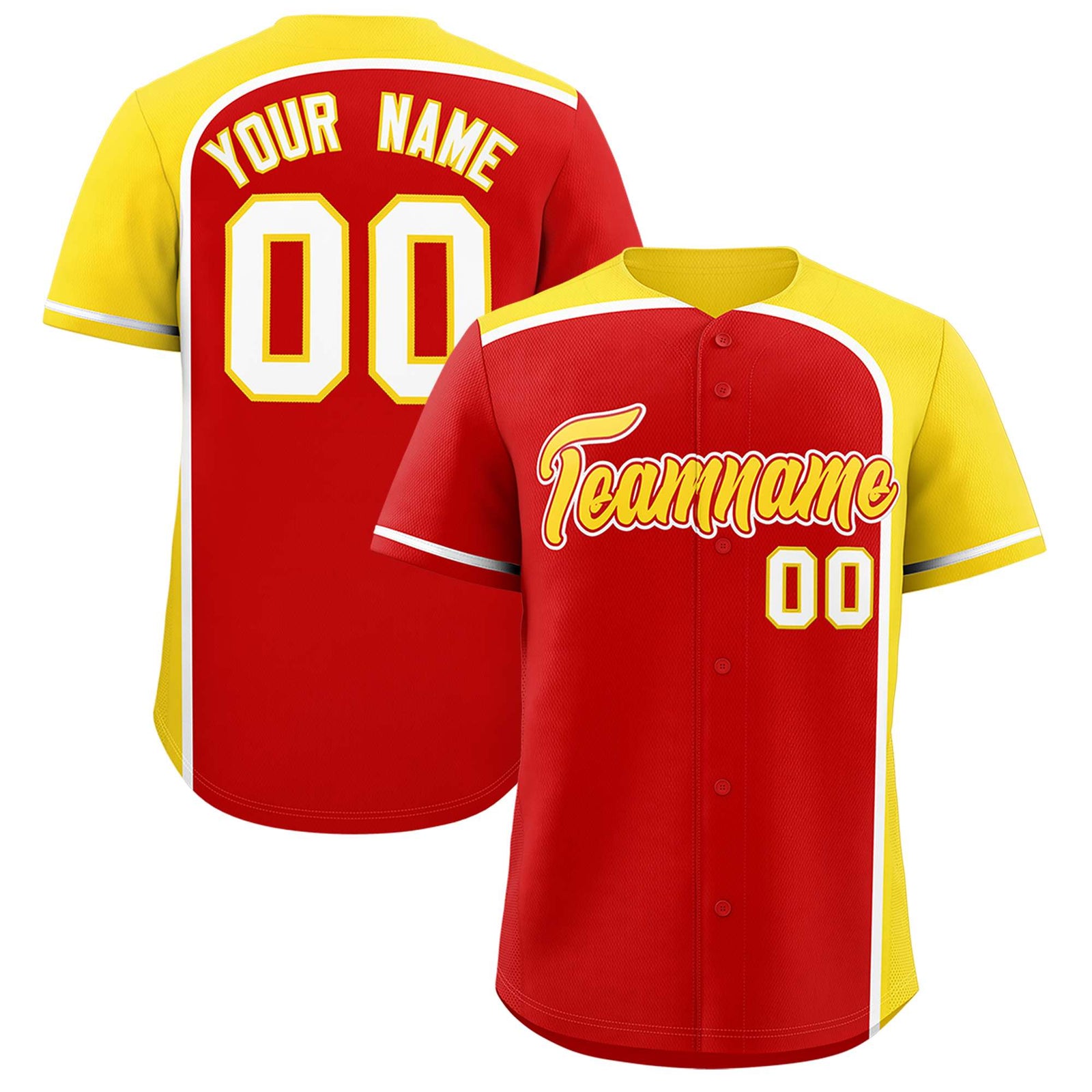 Custom Red Gold Personalized Color Block Authentic Baseball jersey