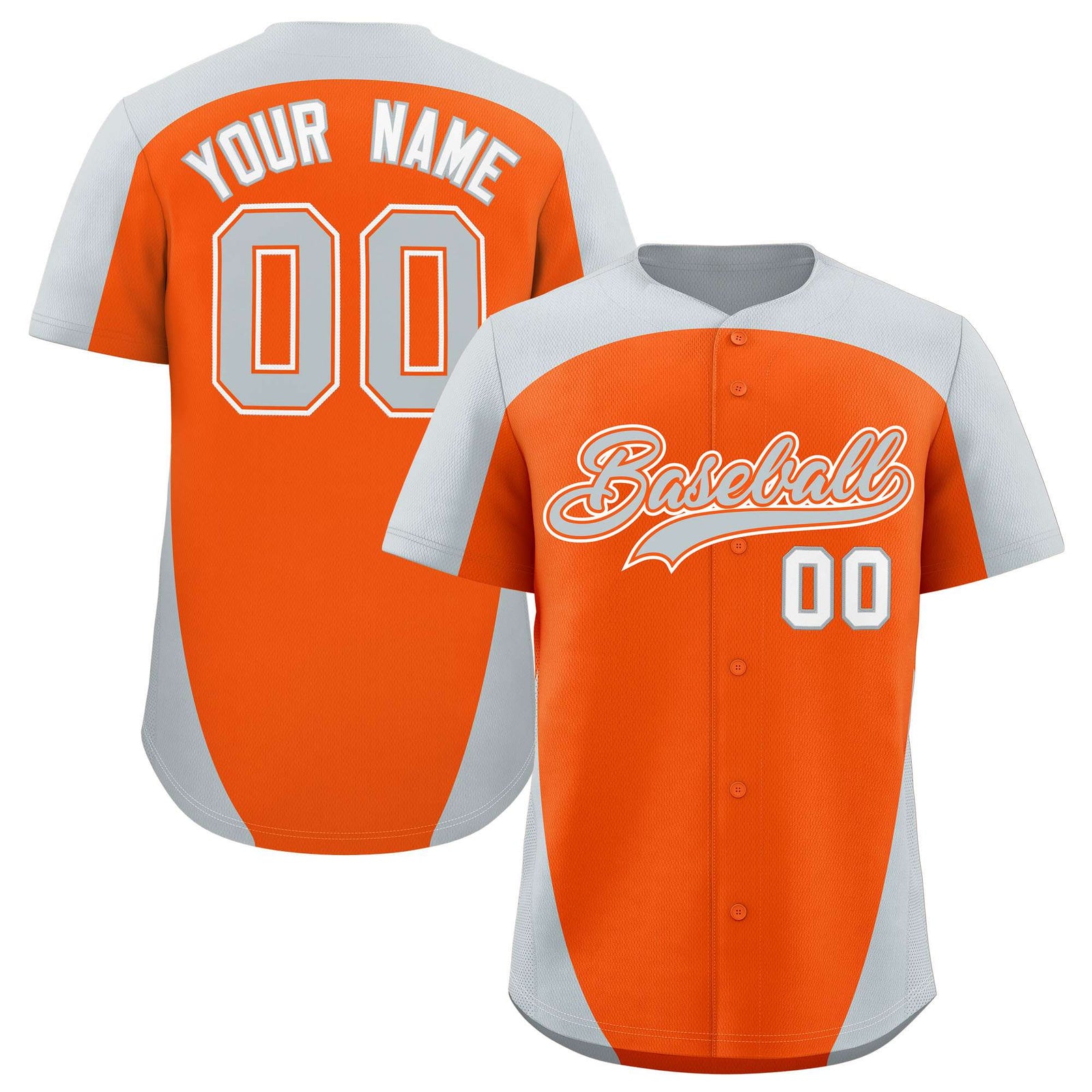 Custom Orange Silver Personalized Edge Color Block Authentic Baseball Jersey