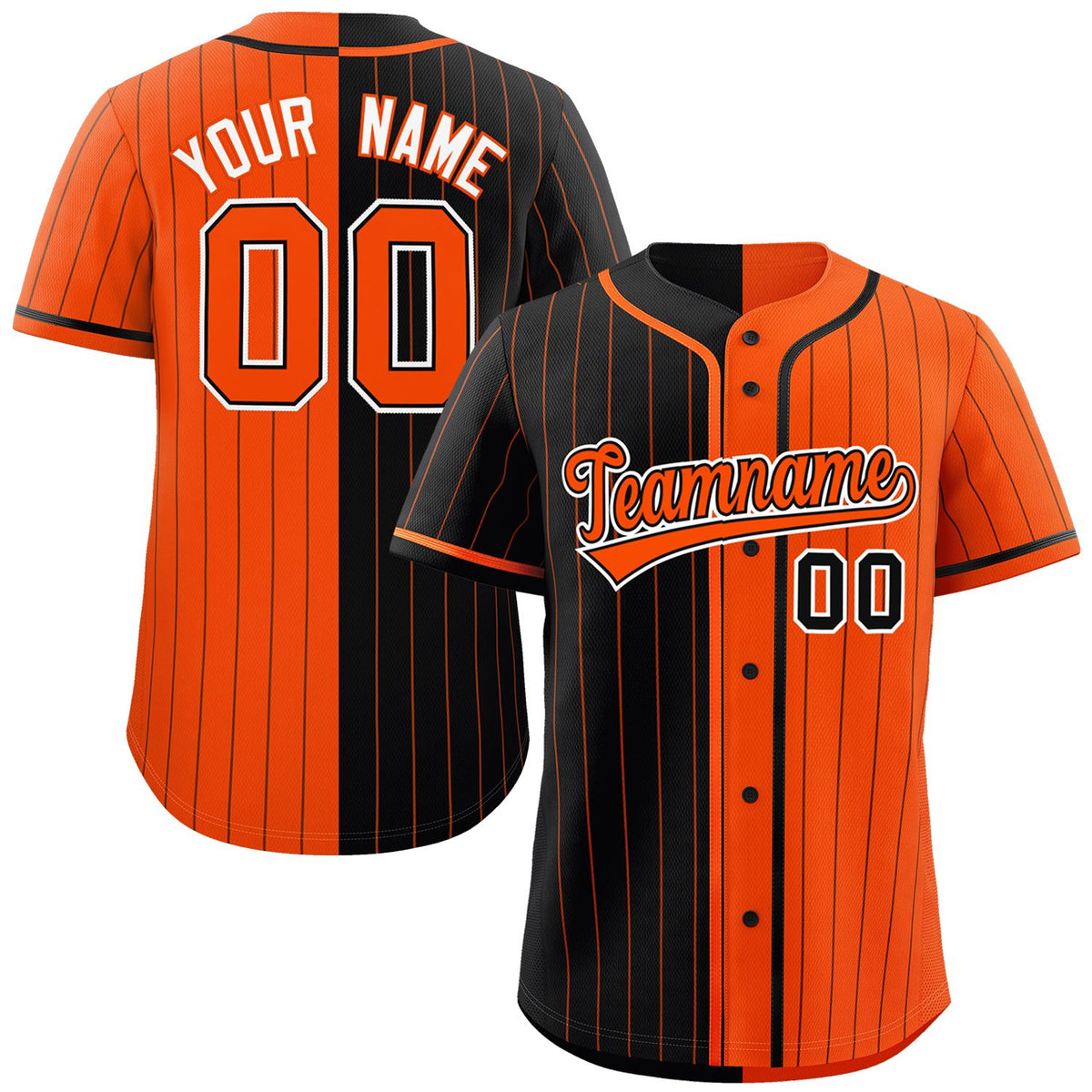 Custom Black Orange Two Tone Striped Fashion Authentic Baseball Jersey