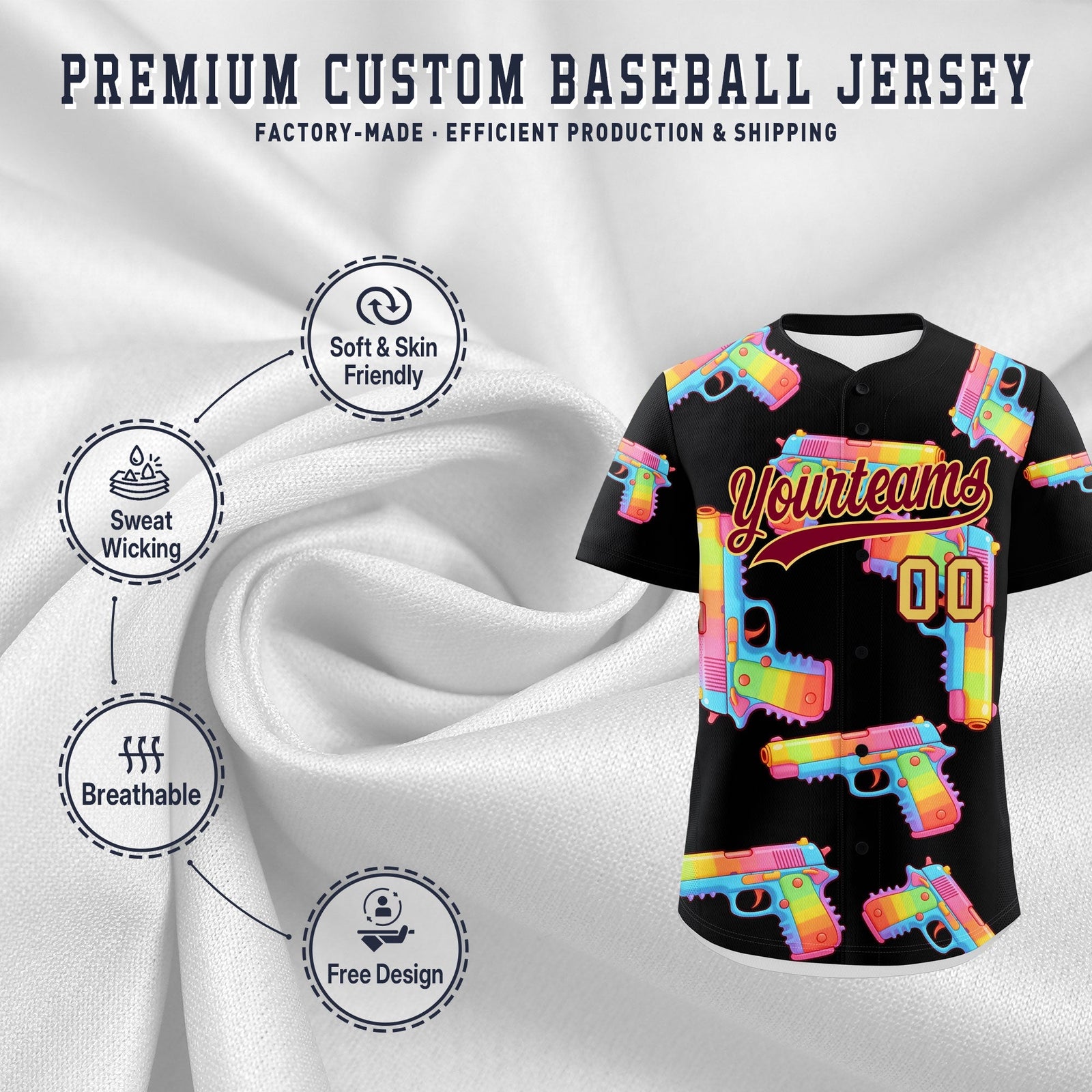 Custom Youth Baseball Jersey Black Crimson Sugar-Coated Firepower Graffiti Pattern Hip-hop