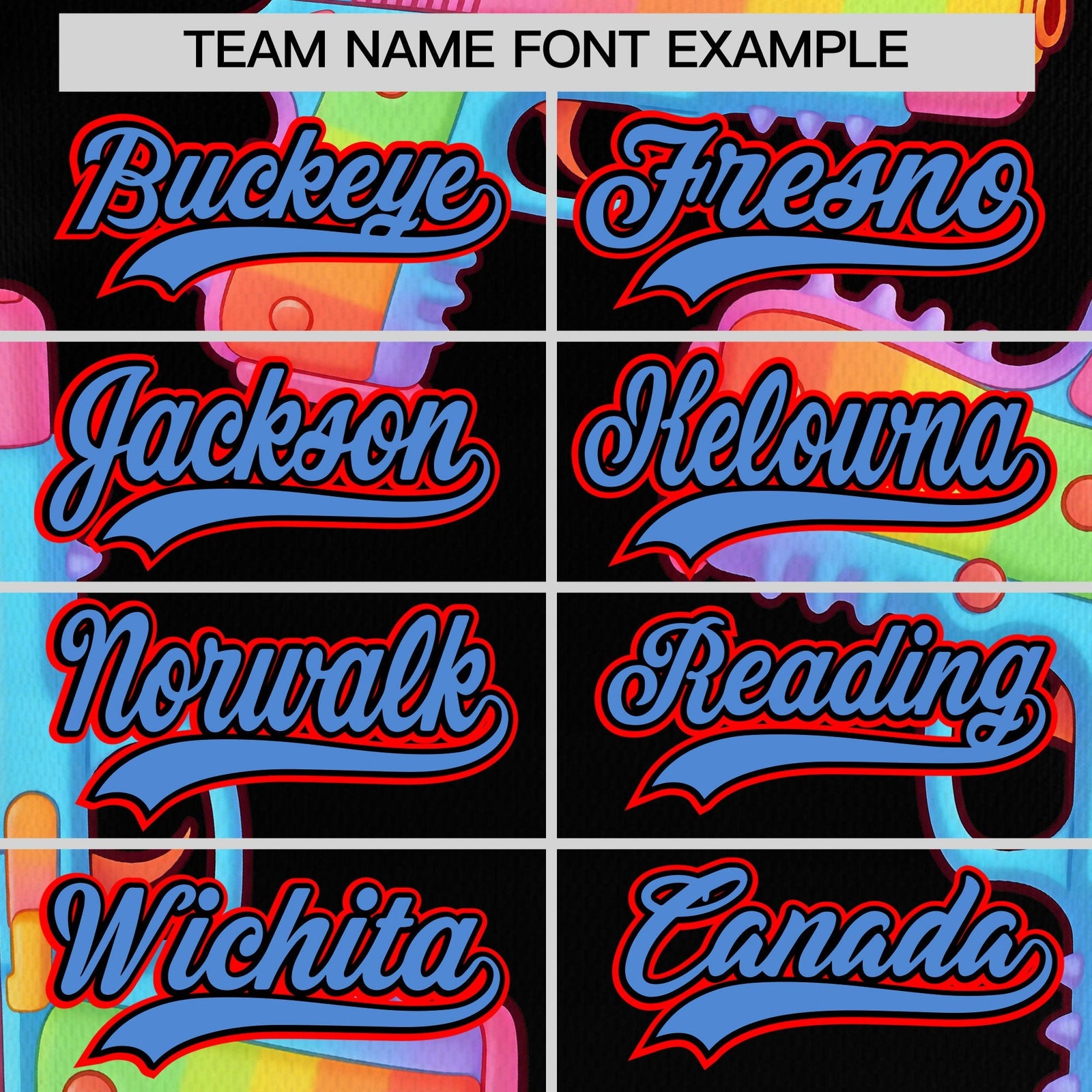 Custom Youth Baseball Jersey Black Powder Blue Sugar-Coated Firepower Graffiti Pattern Hip-hop