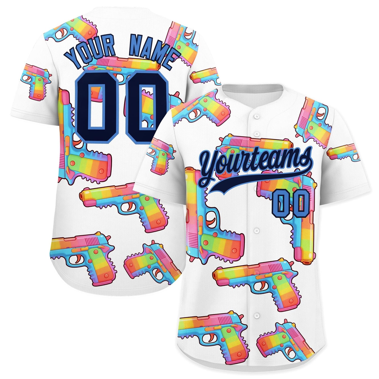 Custom Youth Baseball Jersey White Navy Sugar-Coated Firepower Graffiti Pattern Urban Fashion