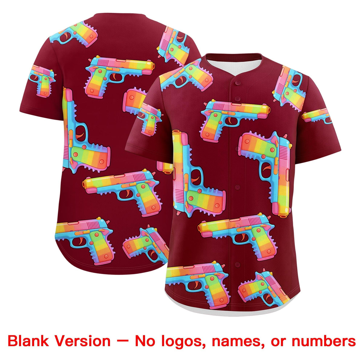 Custom Youth Baseball Jersey Crimson White Sugar-Coated Firepower Graffiti Pattern Urban Fashion