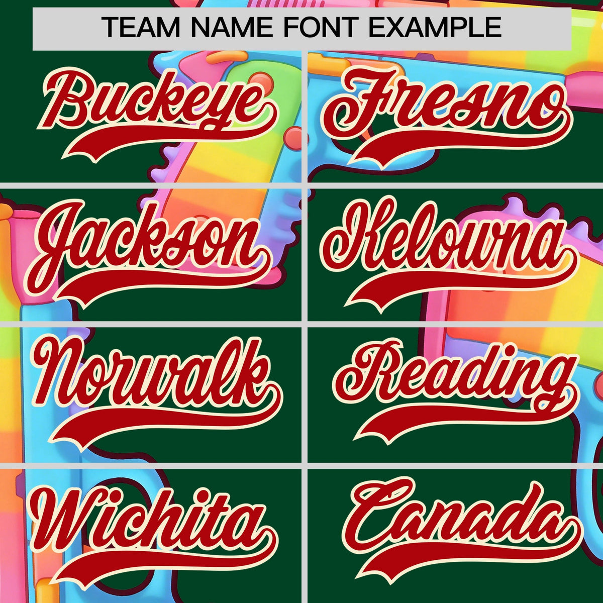 Custom Youth Baseball Jersey Dark Green Red Sugar-Coated Firepower Graffiti Pattern Urban Fashion