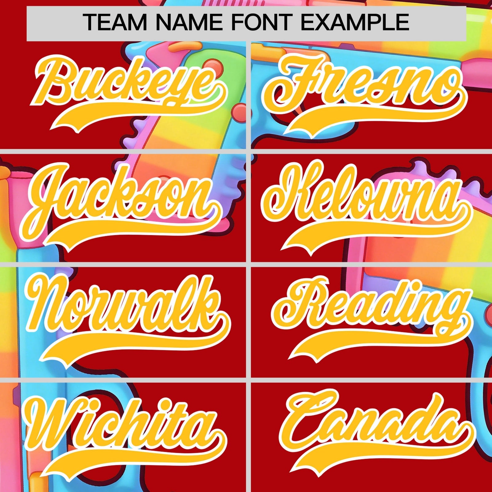 Custom Youth Baseball Jersey Red Yellow Sugar-Coated Firepower Graffiti Pattern Urban Fashion