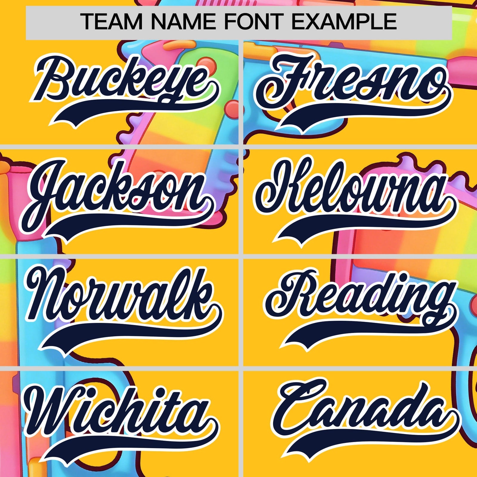 Custom Youth Baseball Jersey Yellow Navy Sugar-Coated Firepower Graffiti Pattern Street Style