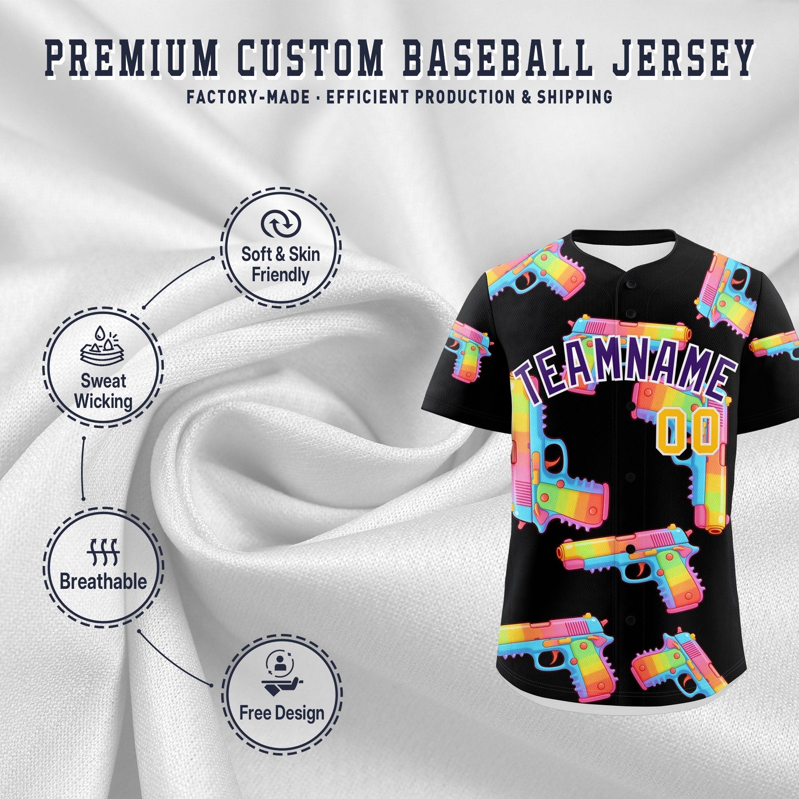 Custom Youth Baseball Jersey Black Purple Sugar-Coated Firepower Graffiti Pattern Urban Fashion