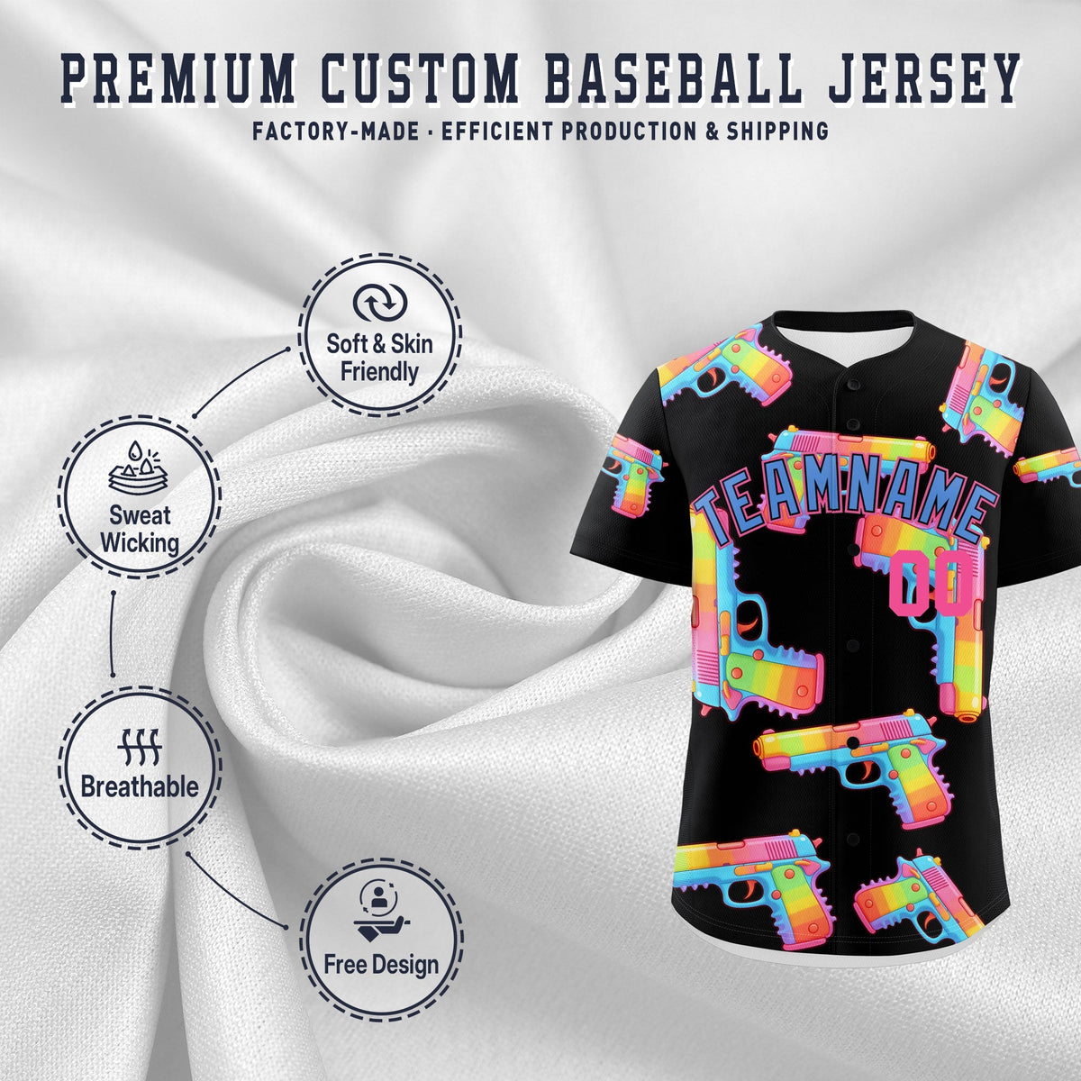 Custom Youth Baseball Jersey Black Powder Blue Sugar-Coated Firepower Graffiti Pattern Hip-hop