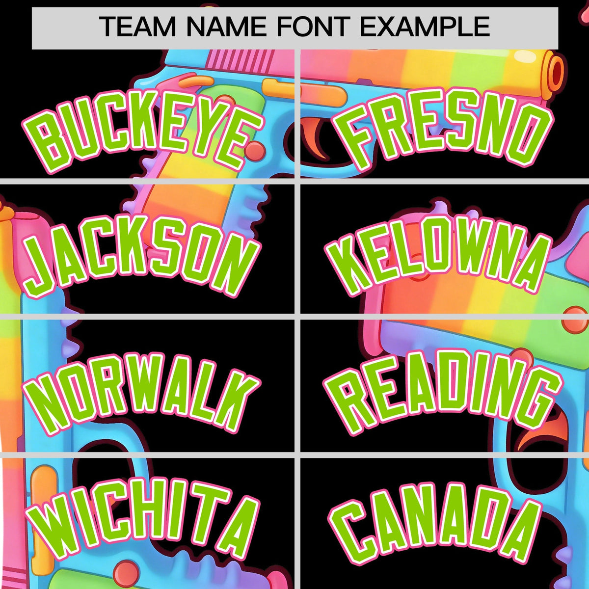 Custom Youth Baseball Jersey Black Neon Green Sugar-Coated Firepower Graffiti Pattern Street Style
