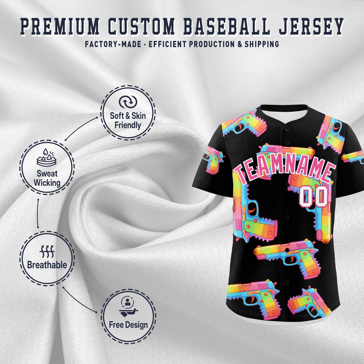 Custom Youth Baseball Jersey Black Pink Sugar-Coated Firepower Graffiti Pattern Hip-hop
