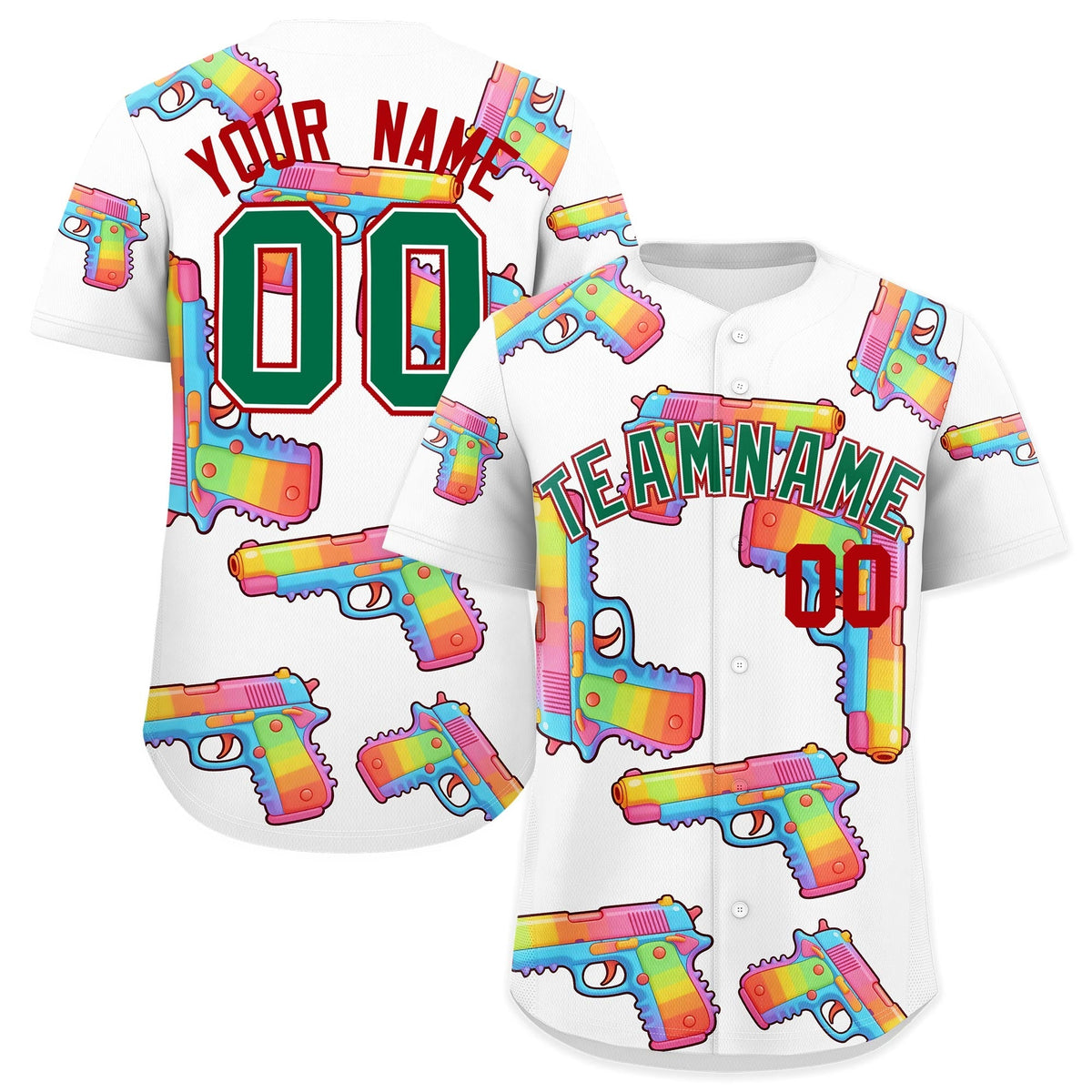 Custom Youth Baseball Jersey White Kelly Green Sugar-Coated Firepower Graffiti Pattern Hip-hop