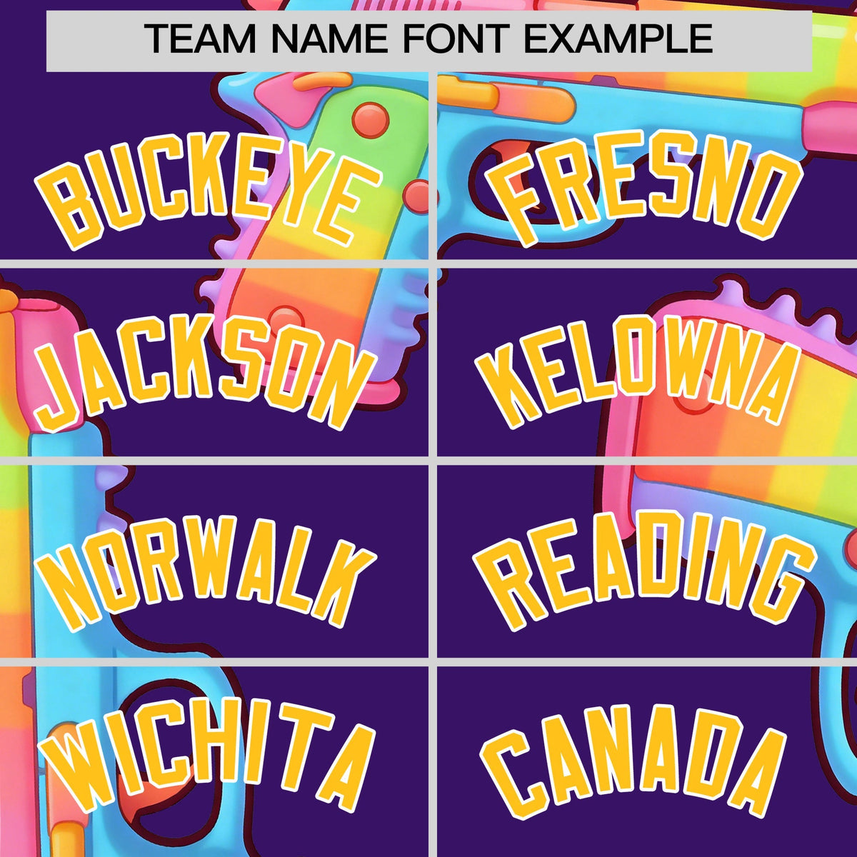Custom Youth Baseball Jersey Purple Yellow Sugar-Coated Firepower Graffiti Pattern Street Style
