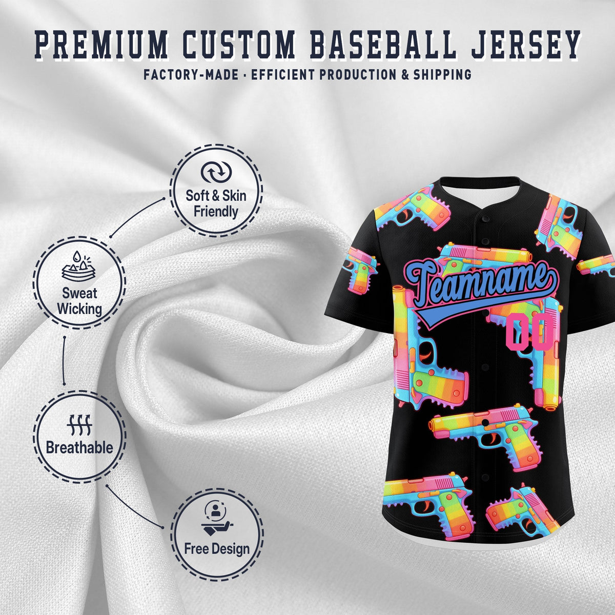 Custom Youth Baseball Jersey Black Powder Blue Sugar-Coated Firepower Graffiti Pattern Hip-hop